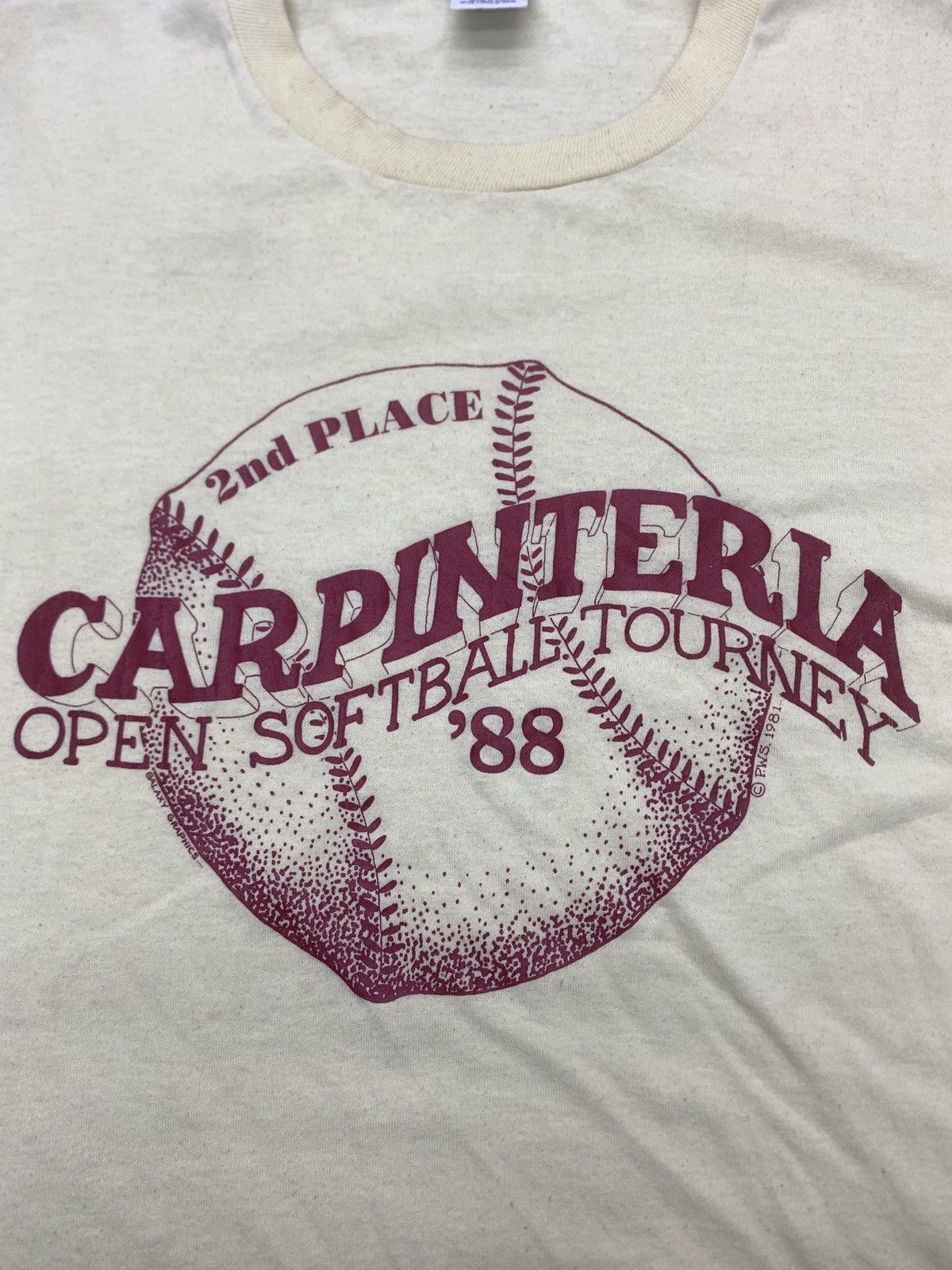 Jerzees × Vintage VINTAGE 80’s TEE CARPINTERIA SOFTBALL TOURNEY Size US XL / EU 56 / 4 - 3 Thumbnail
