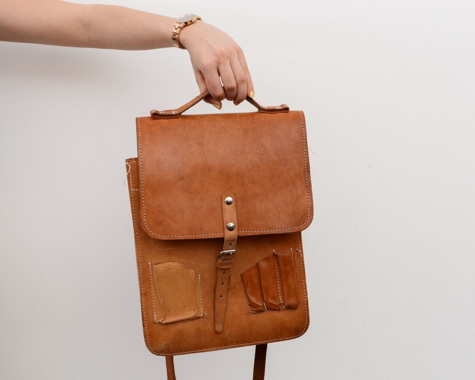 Other × Vintage Vintage Handmade Messenger Leather Shoulder Cross Body Bag Size ONE SIZE - 4 Thumbnail