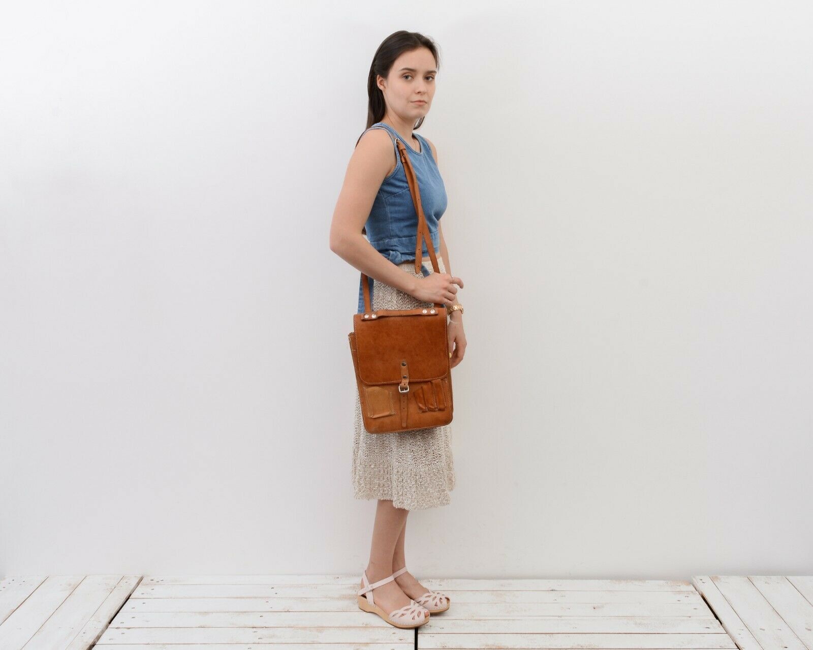Other × Vintage Vintage Handmade Messenger Leather Shoulder Cross Body Bag Size ONE SIZE - 1 Thumbnail