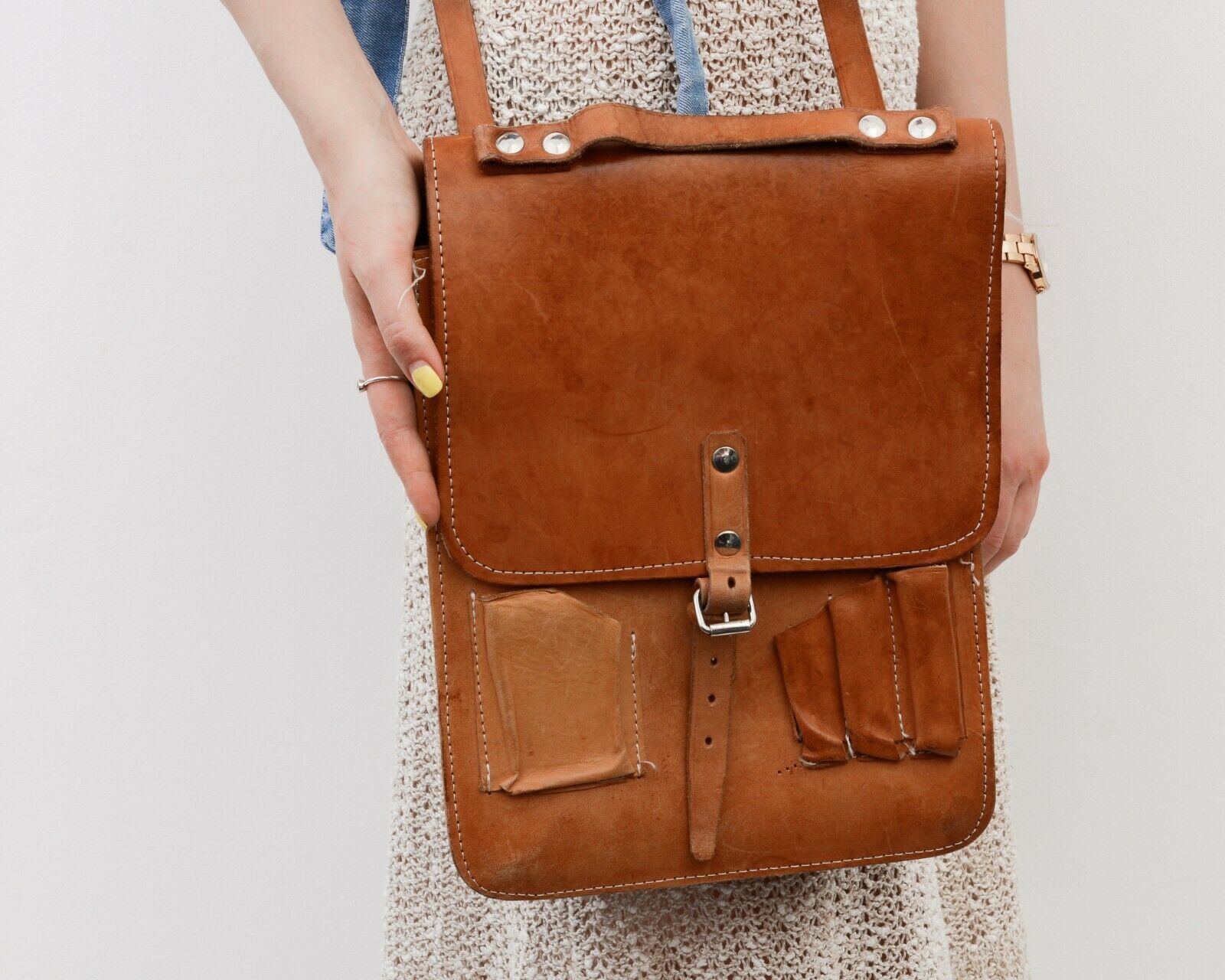 Other × Vintage Vintage Handmade Messenger Leather Shoulder Cross Body Bag Size ONE SIZE - 2 Thumbnail