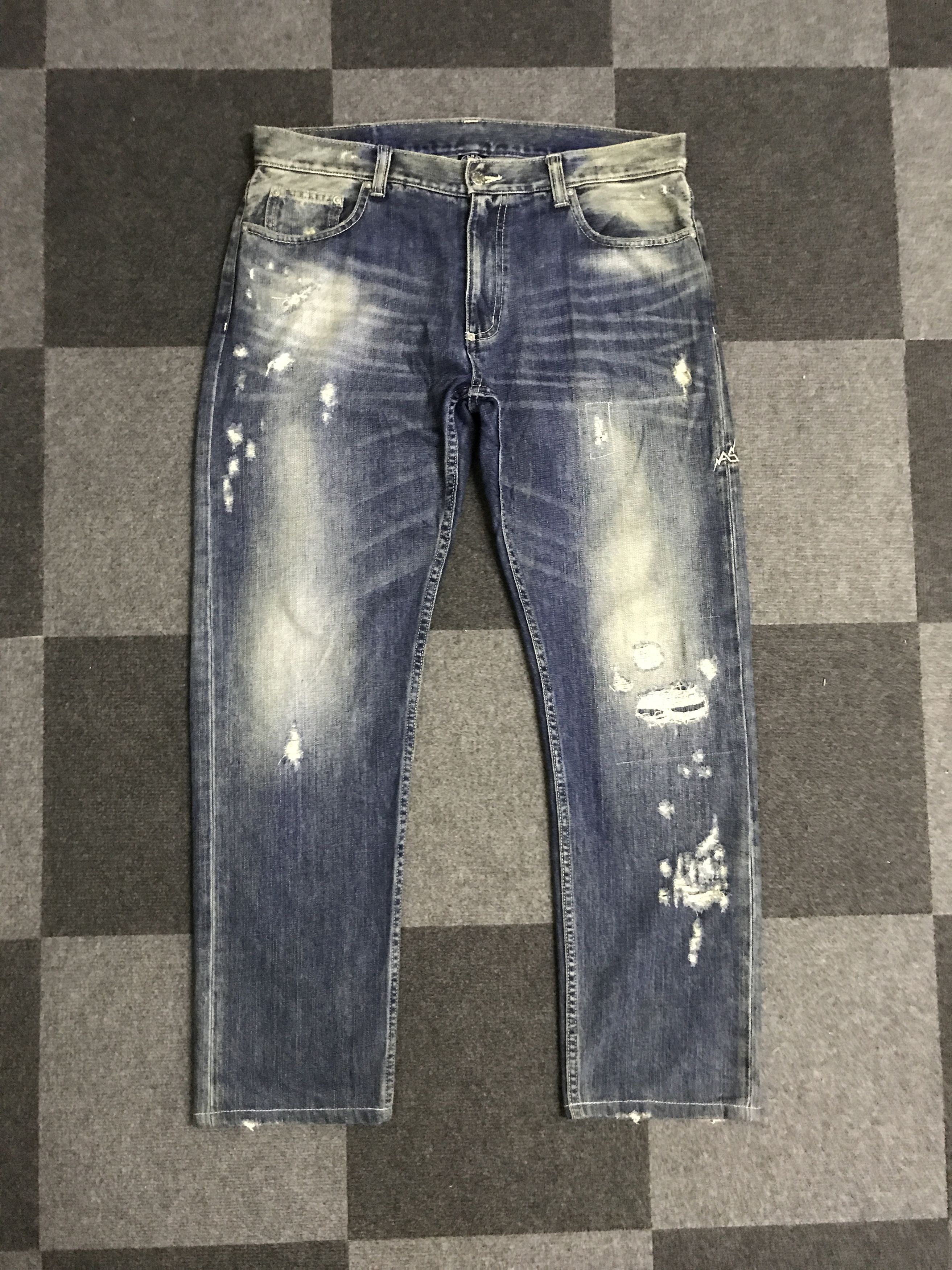 image of D128 And Suns Japan Shot Distressed Jeans in Denim, Men's (Size 36)