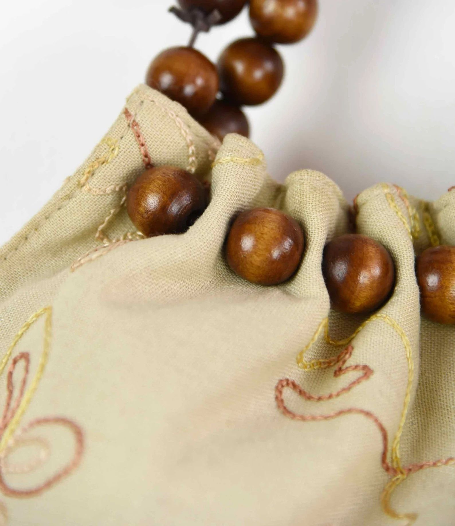 Other × Vintage Vintage Boho Wooden Beads Handles Embroidered Handbag Purse Size ONE SIZE - 4 Thumbnail