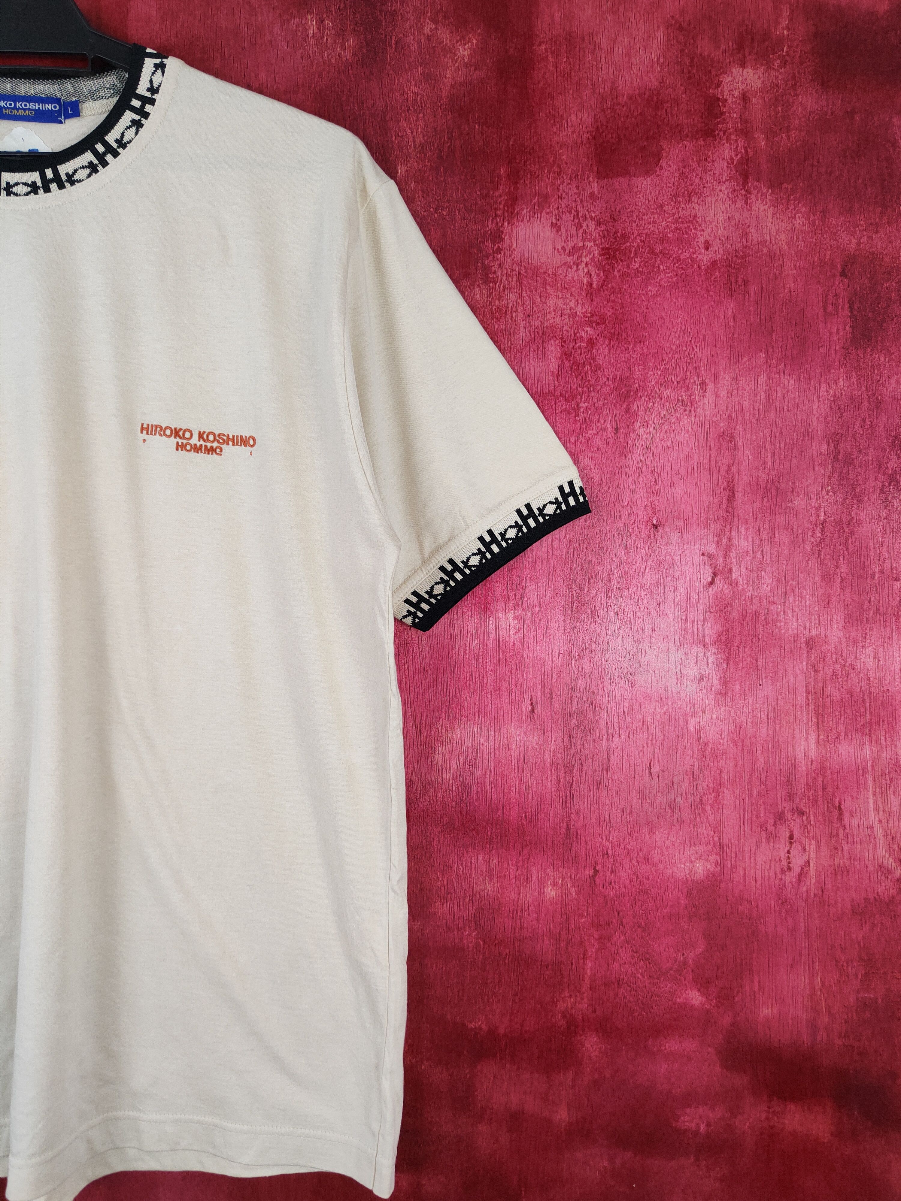 Hiroko Koshino Homme Hiroko Koshino Homme Cream Short Sleeve T-shirt #5913 Size US L / EU 52-54 / 3 - 5 Thumbnail