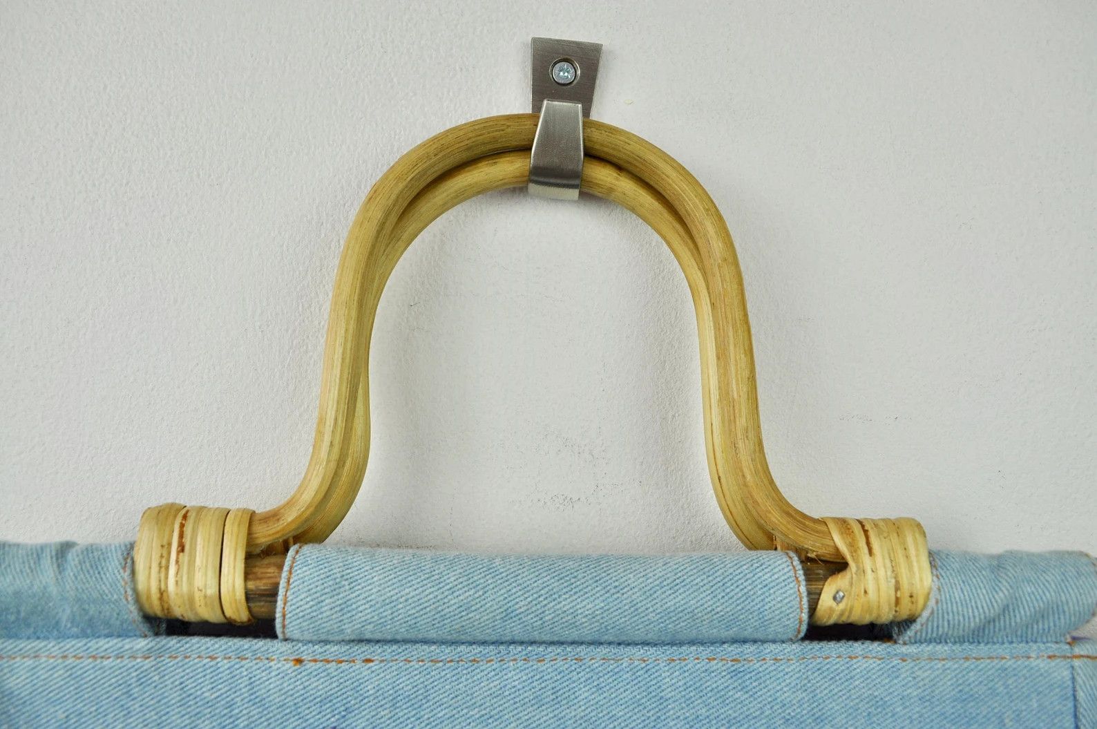 Other × Vintage Y2K Denim Wooden Handles Handbag Floral Beads Jeans Bag Size ONE SIZE - 6 Thumbnail