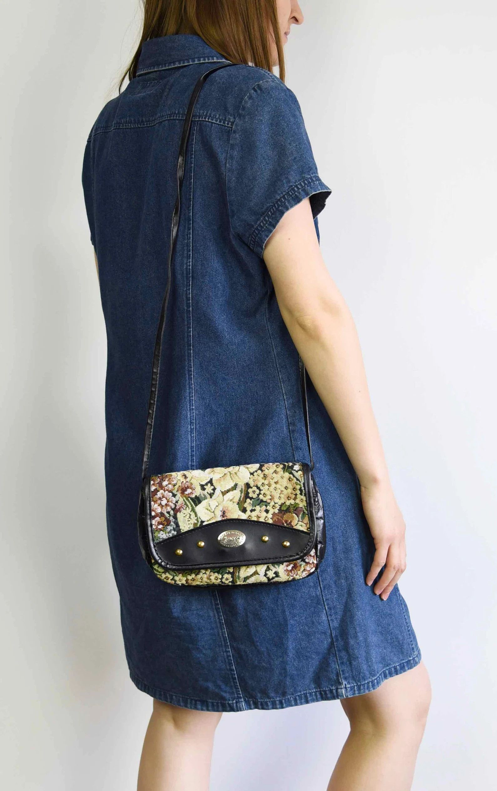 Leather × Other × Vintage Floral Tapestry Faux Leather Shoulder Bag Purse Crossbody Size ONE SIZE - 3 Thumbnail