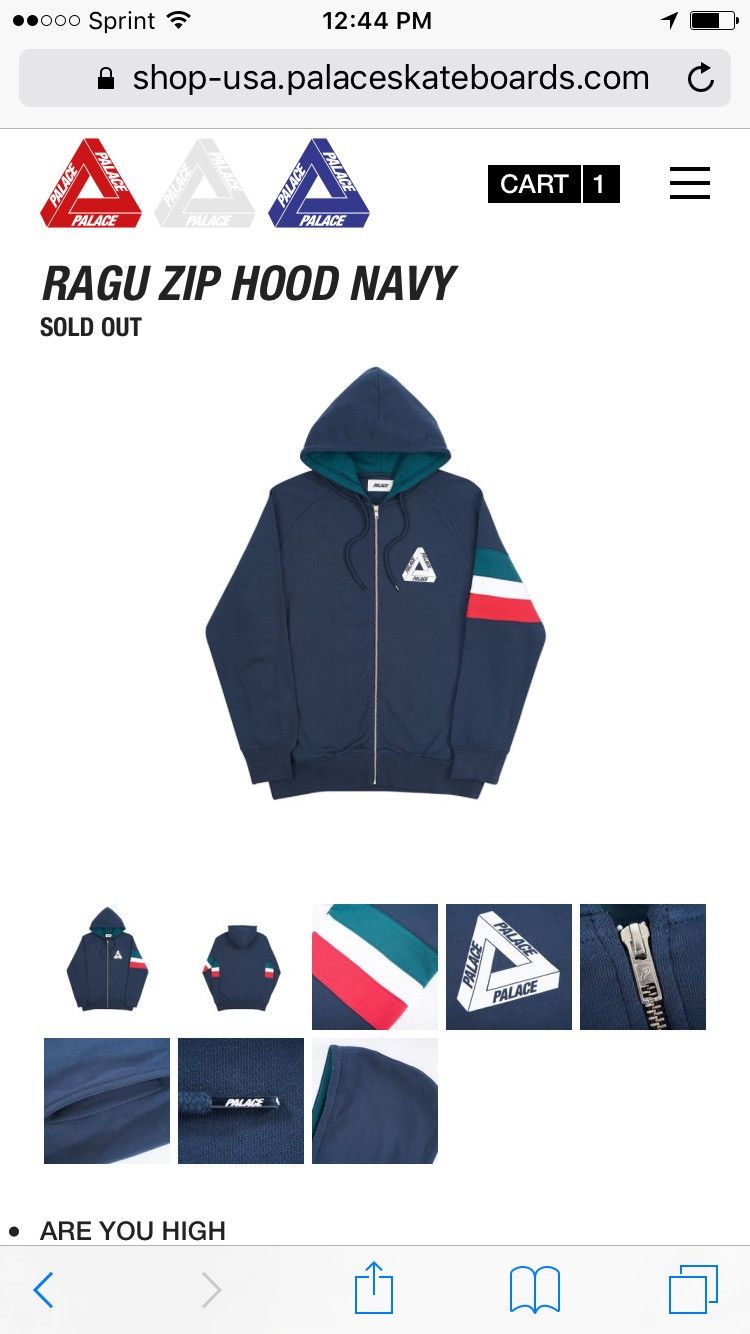 Palace Palace Ragu Zip Up Jacket Navy Large | Grailed
