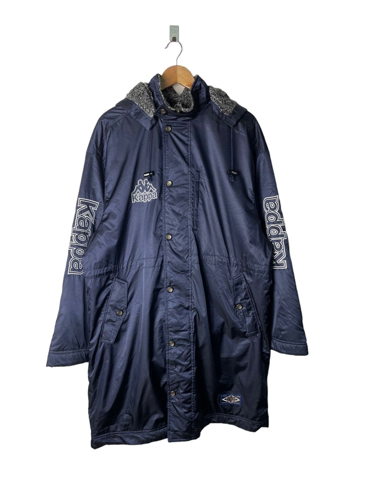 Vintage Kappa Big Logo Spell Out Hoodie Sherpa Jacket