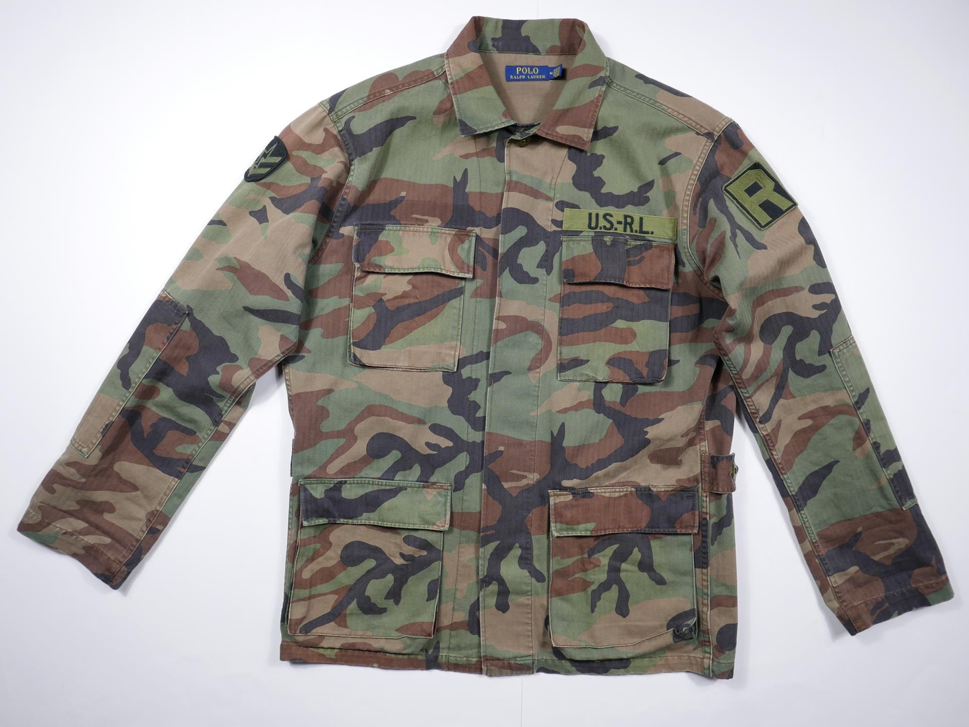 Polo Ralph Lauren Jacket Camo Moro Army Field Patches M-65 M