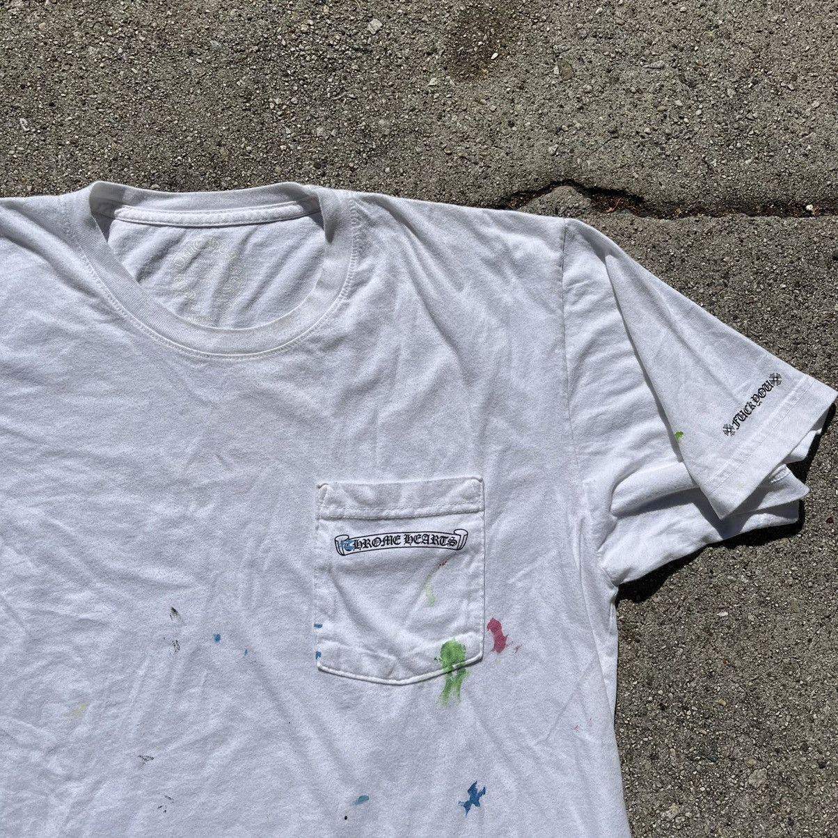 Chrome Hearts Pocket Shirt White Paint Splattered Size Large