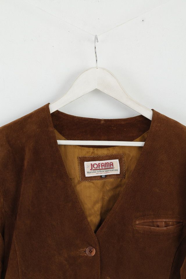 JOFAMA Jofama Women 40 M Leather Jacket Brown Suede 0345 Size L / US 10 / IT 46 - 3 Thumbnail