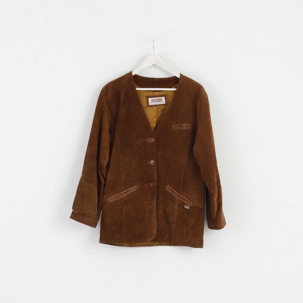 JOFAMA Jofama Women 40 M Leather Jacket Brown Suede 0345 Size L / US 10 / IT 46 - 2 Thumbnail