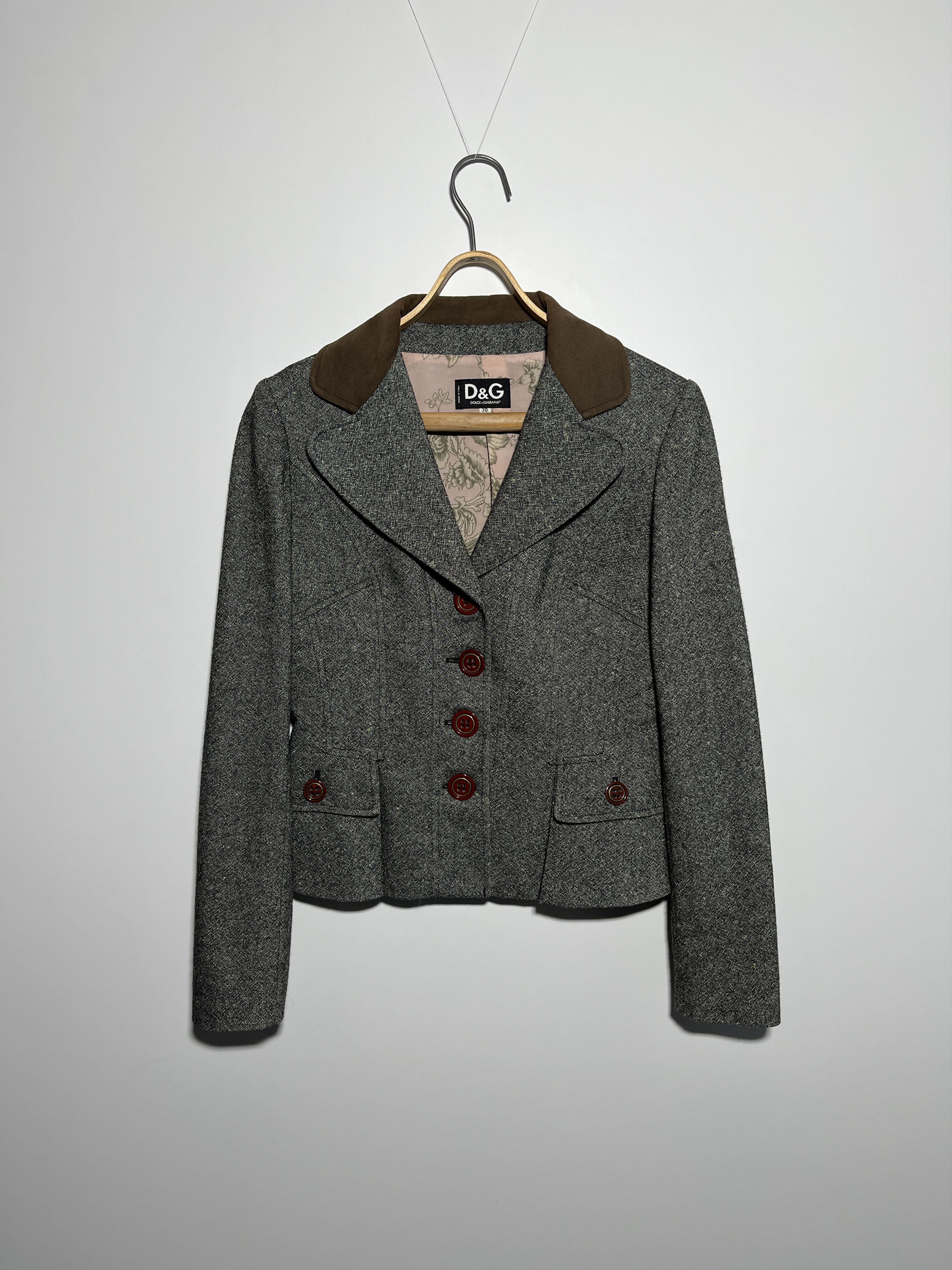 Vintage Dolce & Gabbana Women's Floral Grey Blazer Size 44
