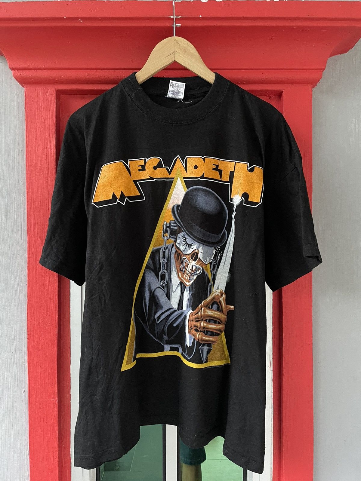 00'S Hanes MEGADETH Band T-shirt, Band Tee, Men's L size cotton black type Vintage Second Hand