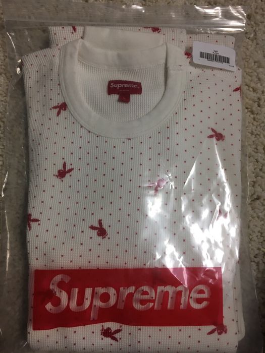 Supreme Supreme x Playboy Waffle Thermal White/Red | Grailed