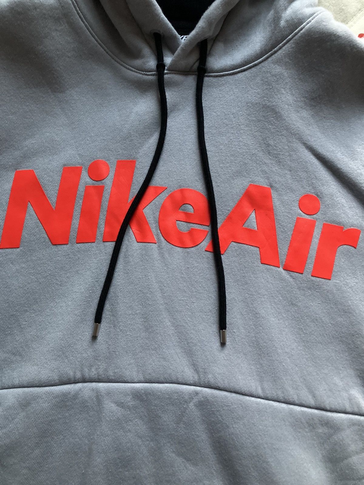 Nike Nike air block logo fleece hoodie grey infrared Grailed