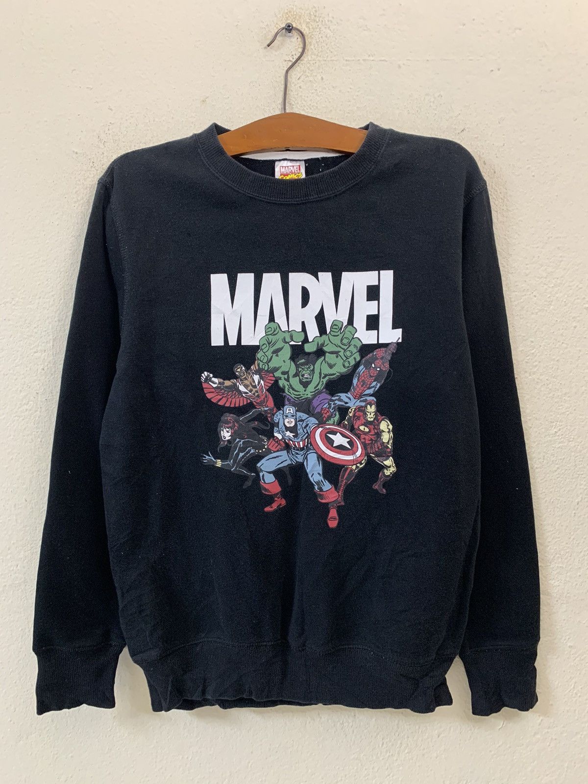 image of Marvel Comics Avengers Sweatshirt in Black, Men's (Size Small)