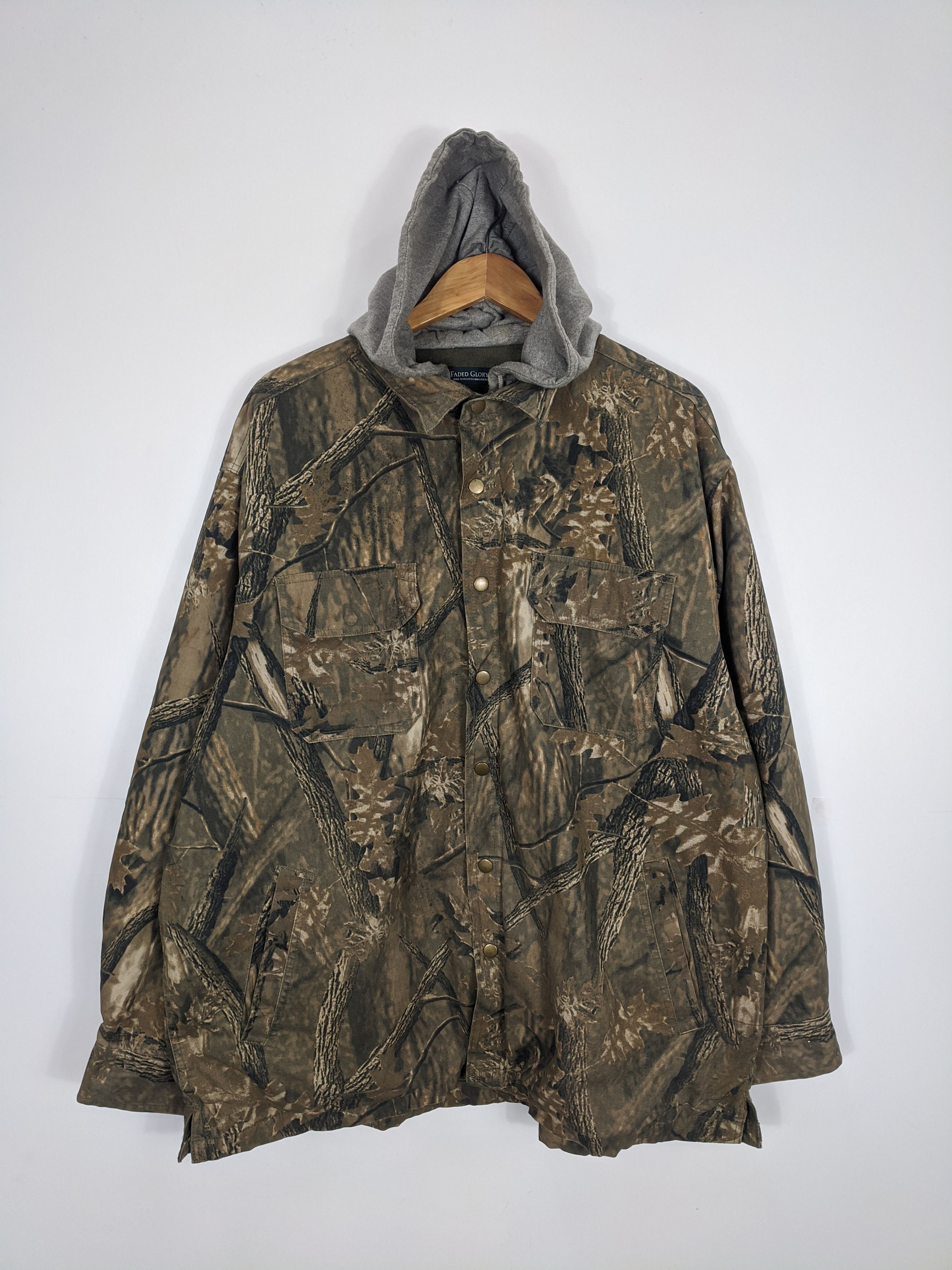 Faded Glory × Vintage Vintage Faded Glory Blank Forest Camo Hoodie Jumper Size US XL / EU 56 / 4 - 1 Thumbnail