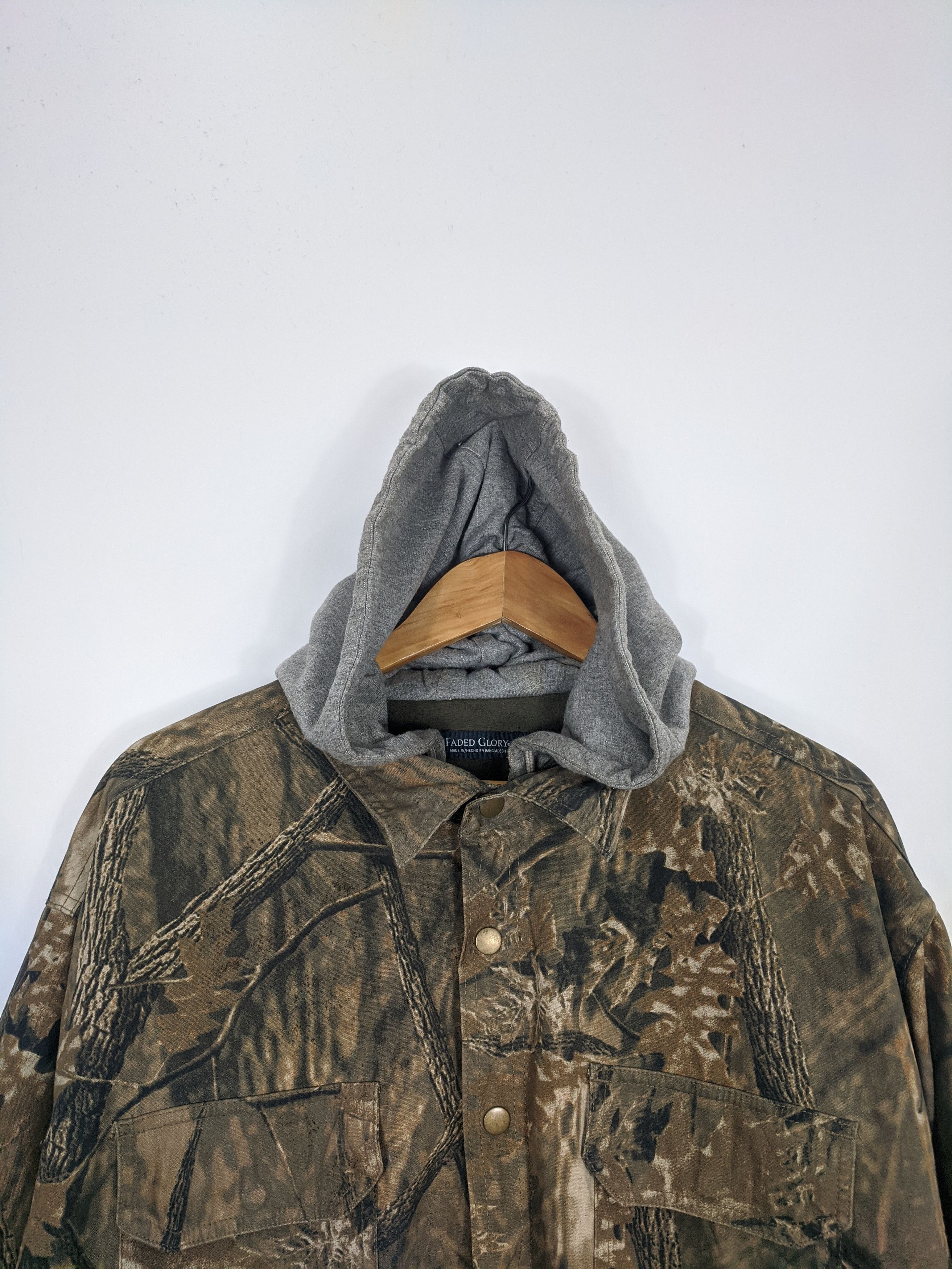 Faded Glory × Vintage Vintage Faded Glory Blank Forest Camo Hoodie Jumper Size US XL / EU 56 / 4 - 2 Thumbnail