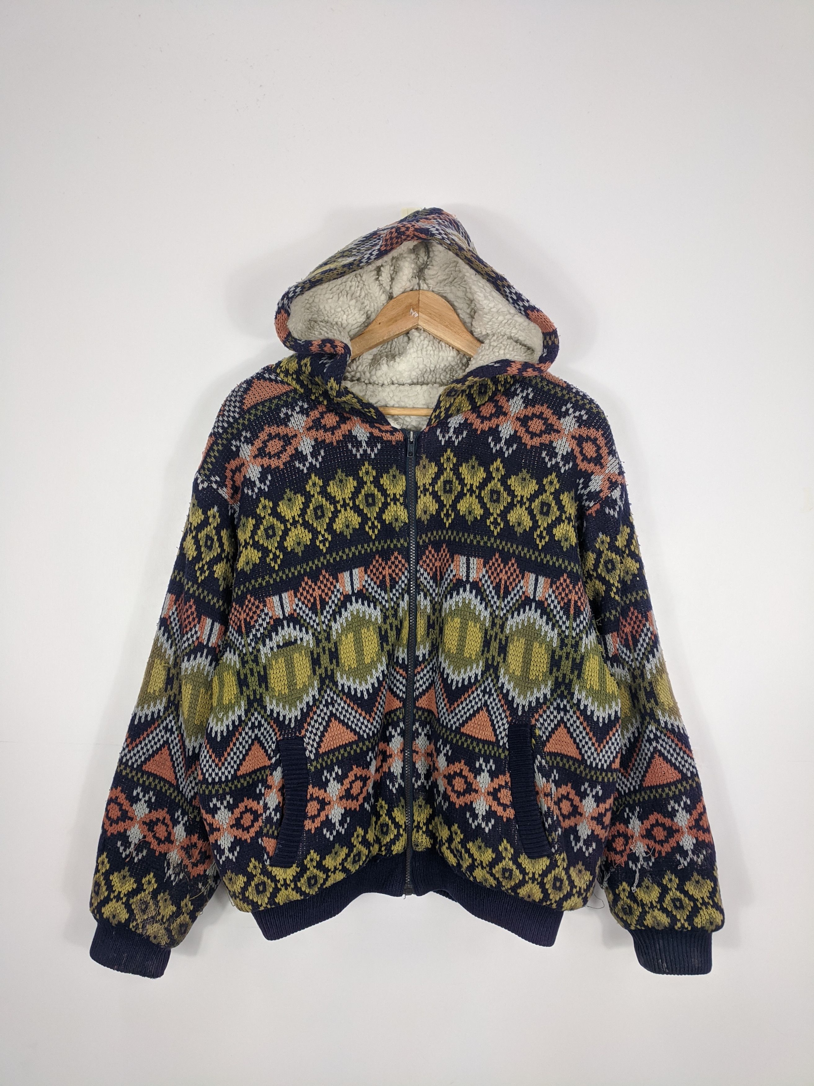 Vintage Knitwear Hoodie Navajo Design