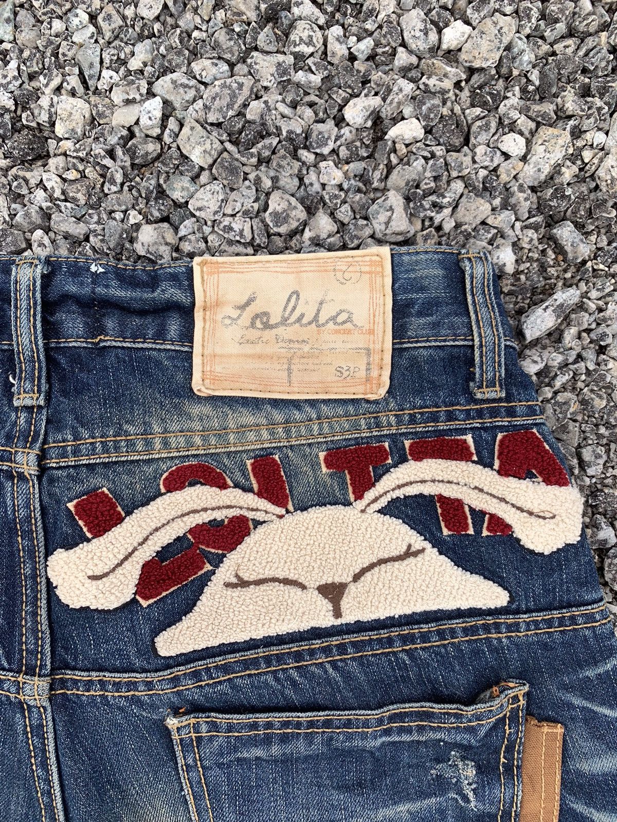 Lolita Jeans 3D Logo Vintage street Cut Rare - Denim