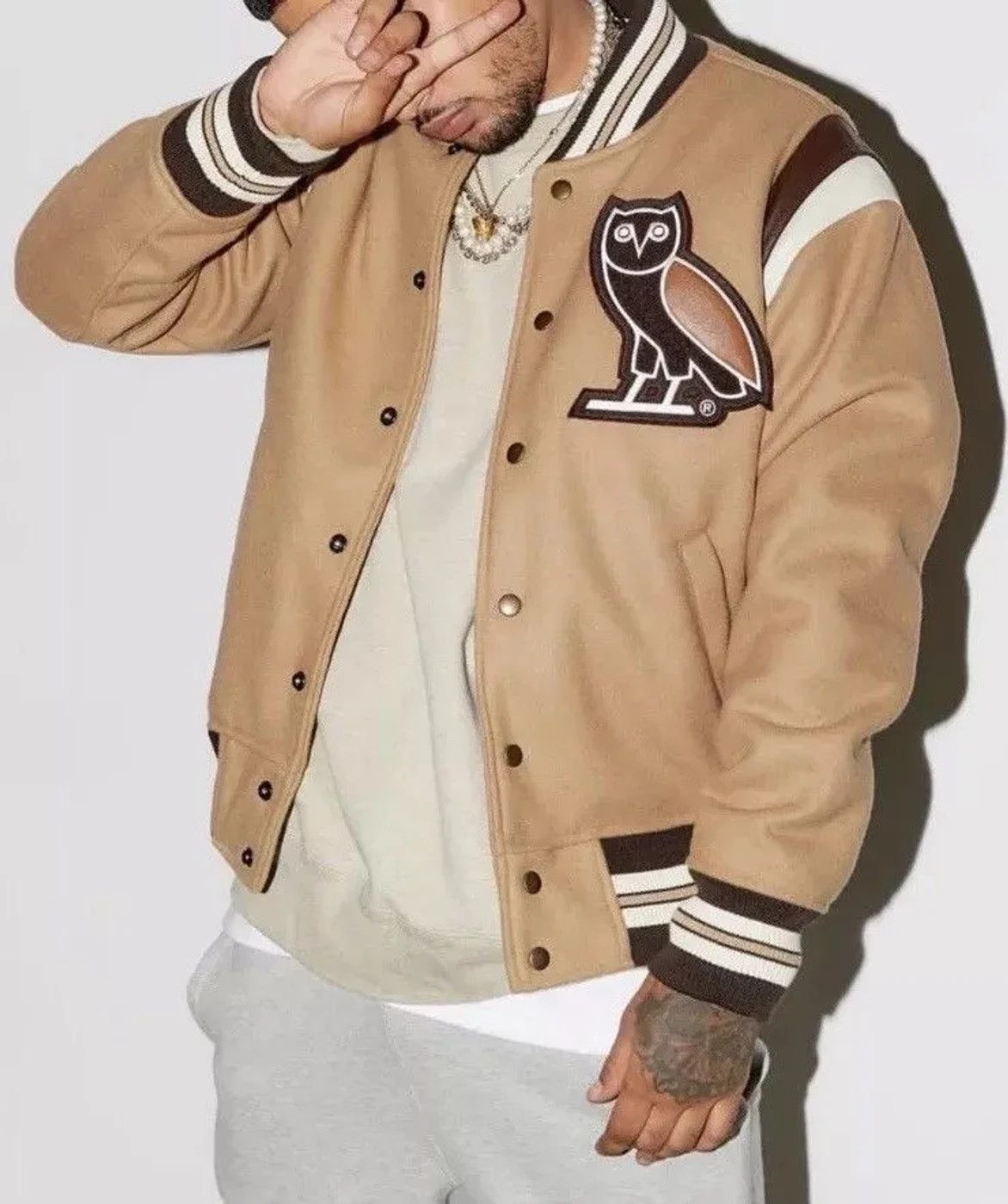 Drake OVO SOPHOMORE JACKET - KHAKI TEAM VARSITY JACKET 2017 Size US XL / EU 56 / 4 - 6 Thumbnail