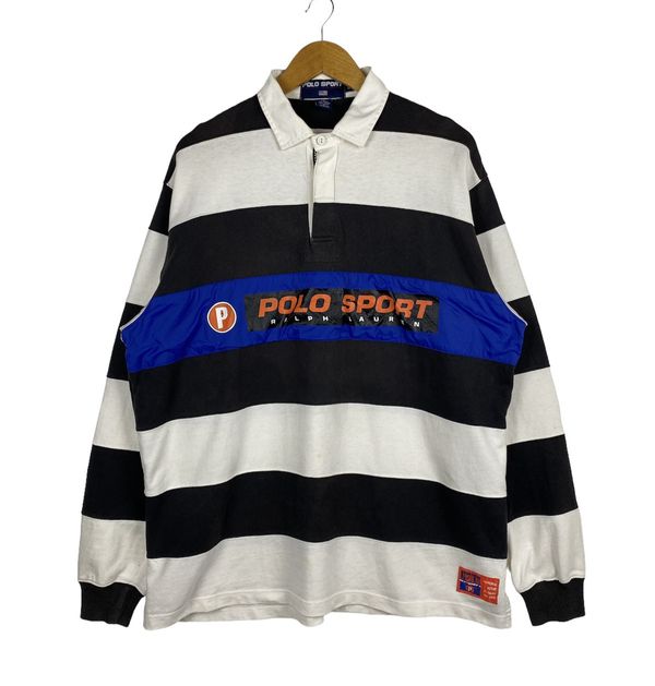 Polo Sport Ralph Lauren Vintage Spell Out Striped Rugby Shirt