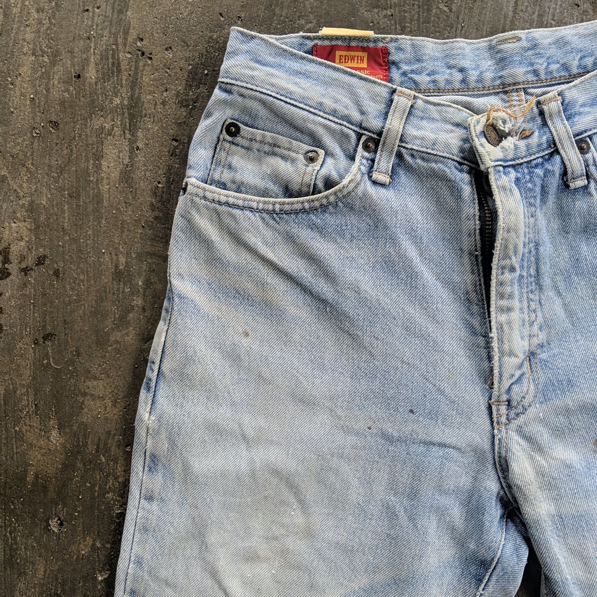 Japanese Brand Vintage Edwin US Distressed Faded Denim Jean Pant W28 Size US 28 / EU 44 - 3 Thumbnail