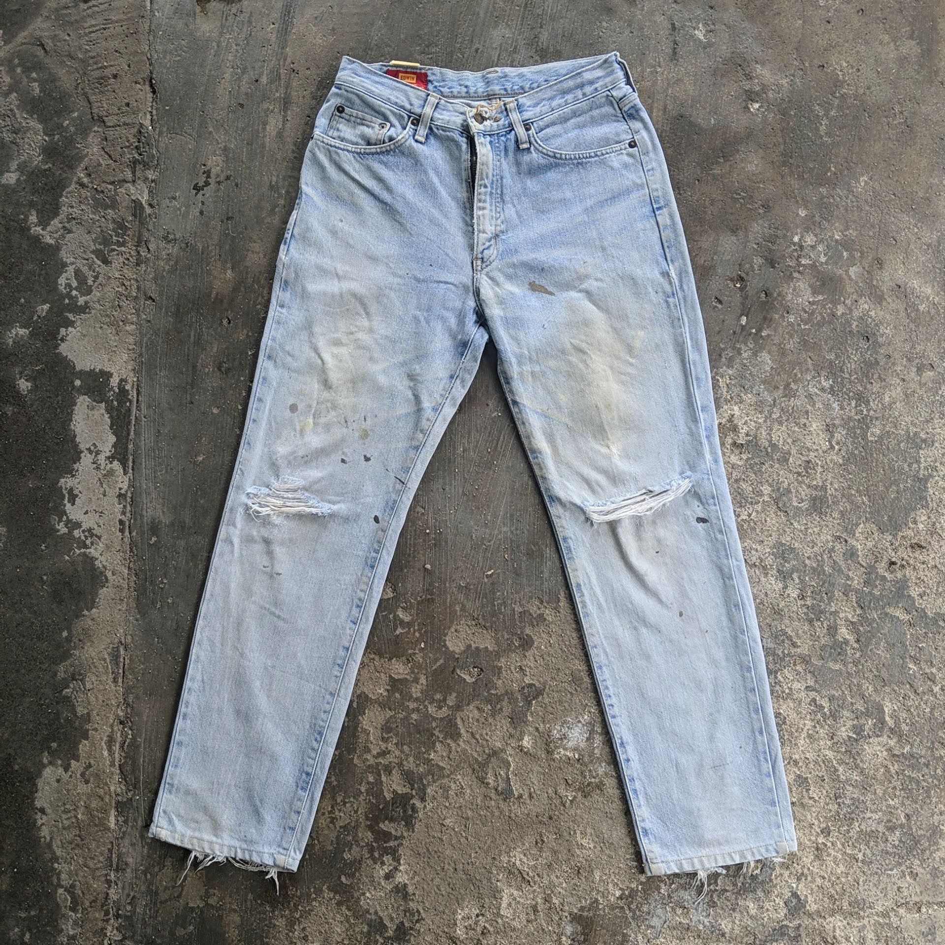 Japanese Brand Vintage Edwin US Distressed Faded Denim Jean Pant W28 Size US 28 / EU 44 - 1 Thumbnail