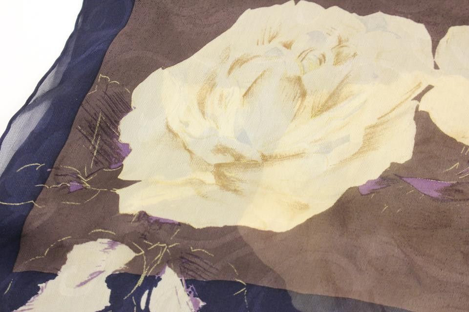 Giorgio Armani Brown Navy Blue Beige Rose Silk Scarf 1G922
