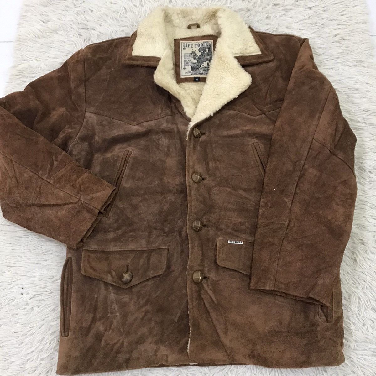 Leather Vintage Life Tools sherpa suede leather button up jacket Size US M / EU 48-50 / 2 - 4 Thumbnail