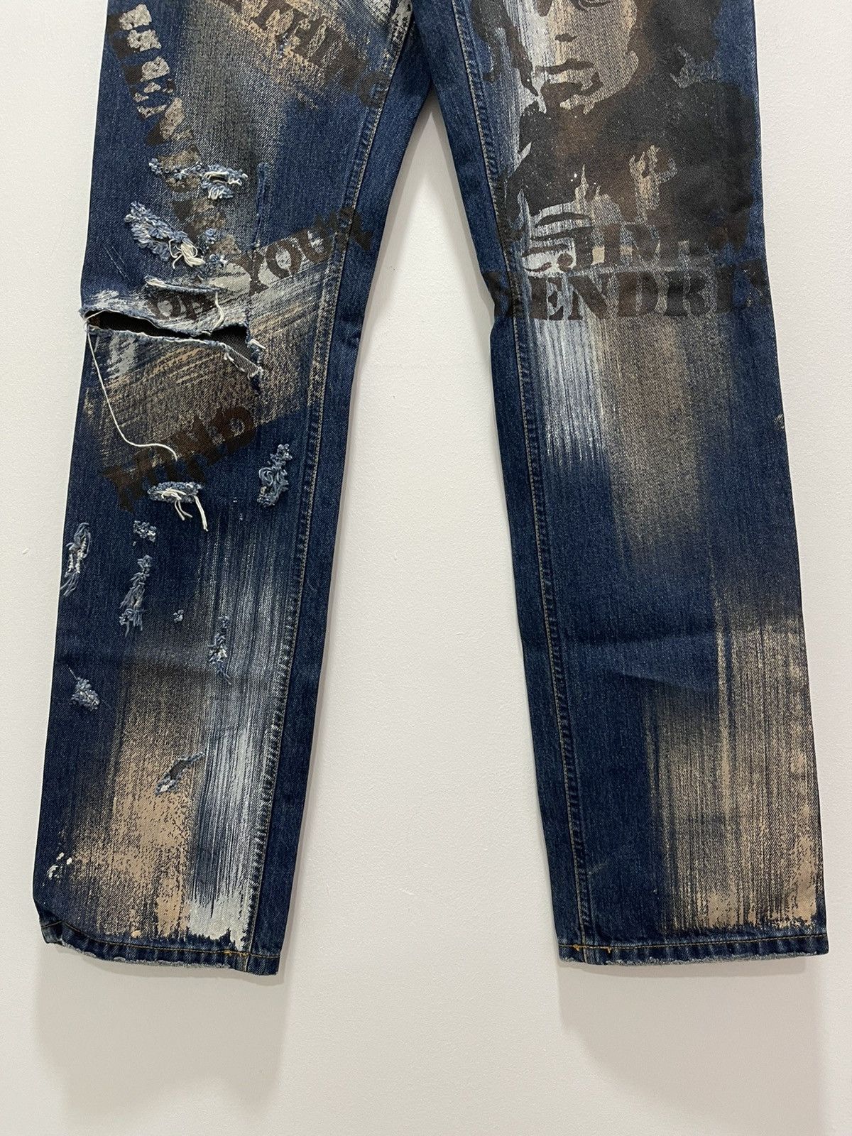 Japanese Brand × Vintage DISTRESSED COSTY RIPPED JIMM HENDRIX PRINTED ART DENIM JEANS Size US 28 / EU 44 - 6 Thumbnail