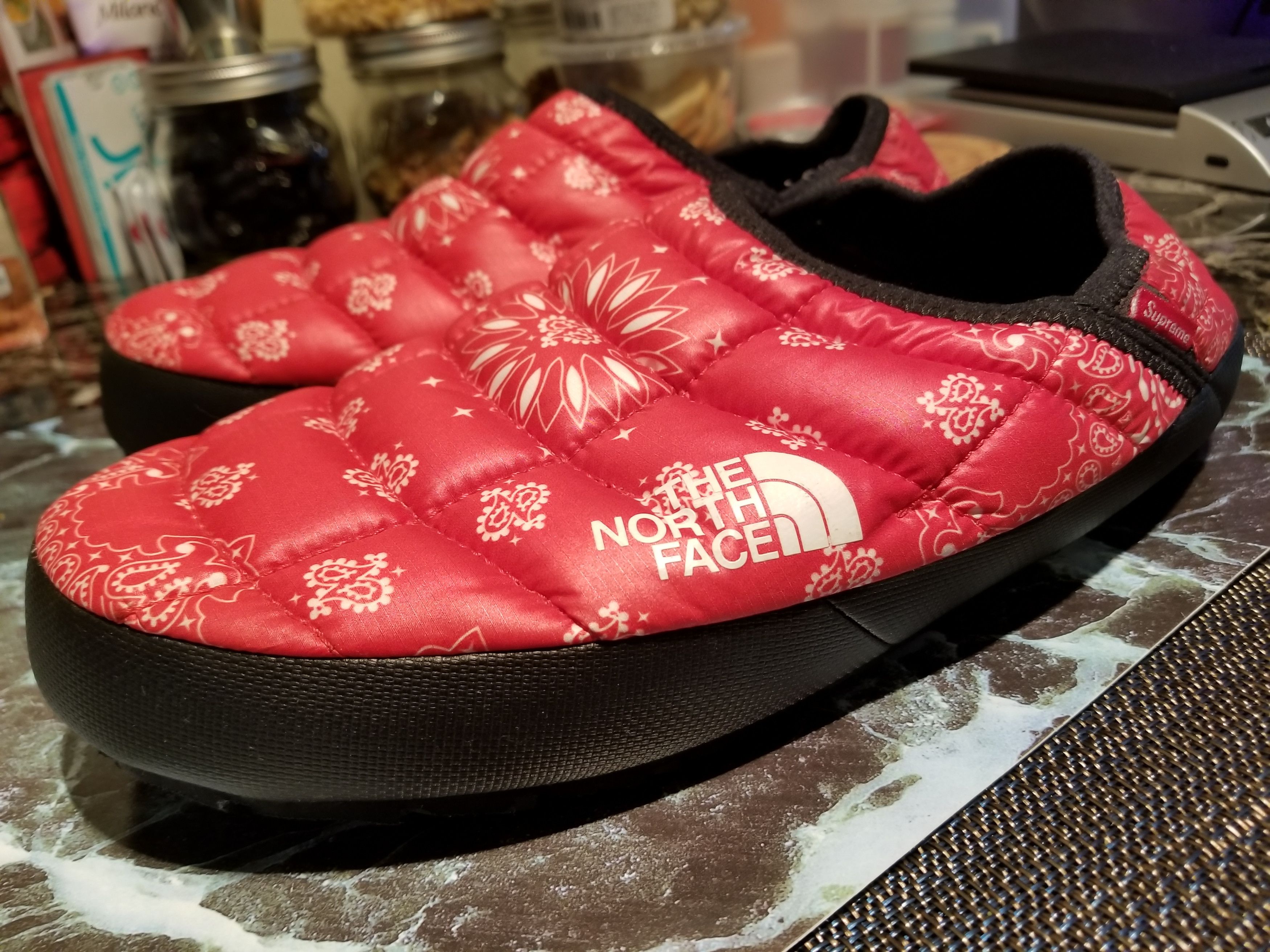 Supreme 2014 F/W Supreme/The North Face® Bandana ThermoBall™ Traction Mule  Sz. 8 RED *RARE* | Grailed