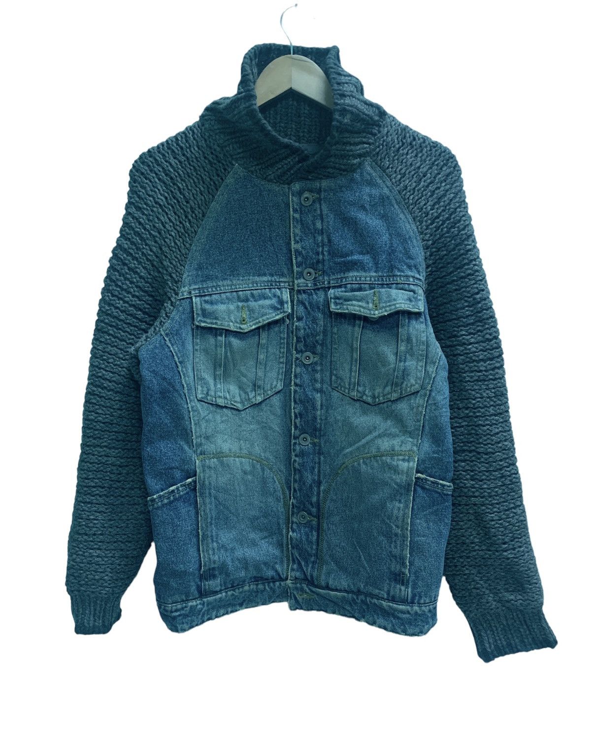Vintage Denim Jacket wool sleeve