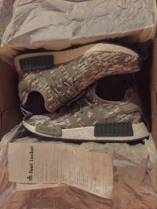 Adidas NMD R1 Foot Locker Exclusive Sesame Olive Glitch Camo