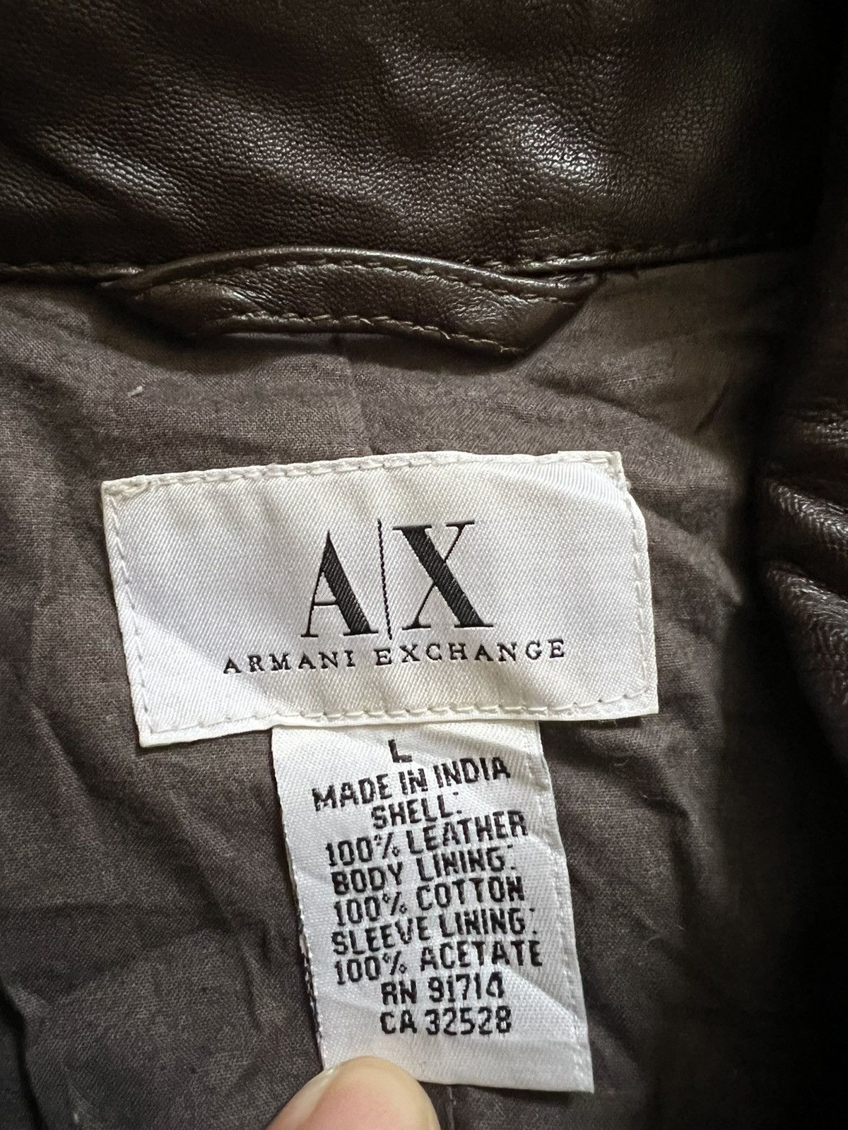 Armani Exchange A X Brown Leather Jacket