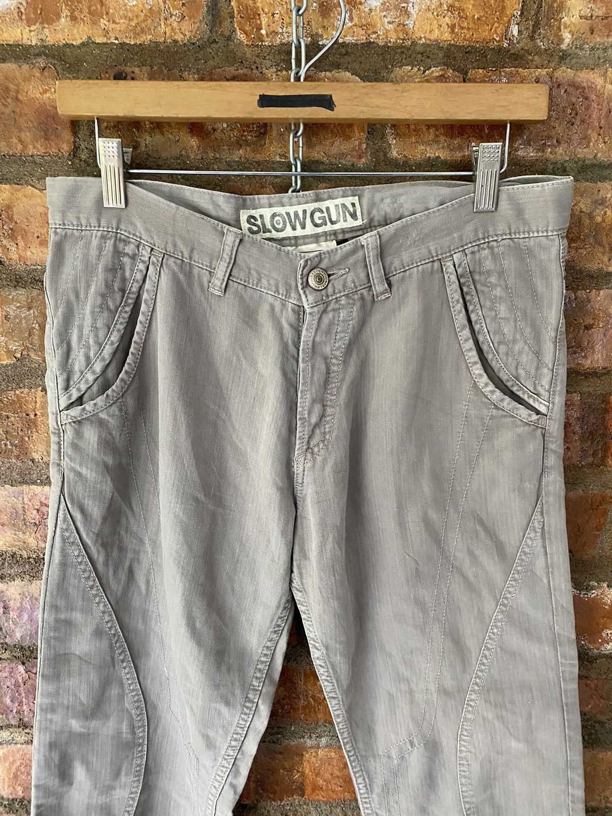 Beauty Beast 90s SLOW GUN Japan Rider Crop Mix linen pants Size US 31 - 3 Thumbnail