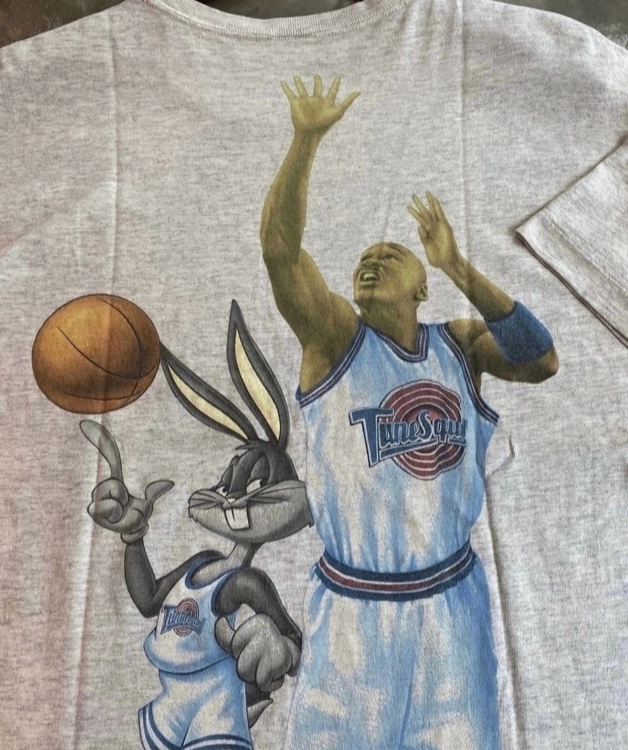 NBA Vintage 90s Space Jam Jordan and Bugs Double Side Tee 1996 Size US L / EU 52-54 / 3 - 4 Thumbnail