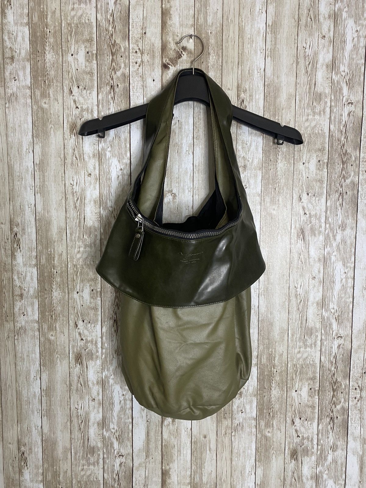 image of Yohji Yamamoto Ysaccs Tote Bag in Dark Brown Green, Men's