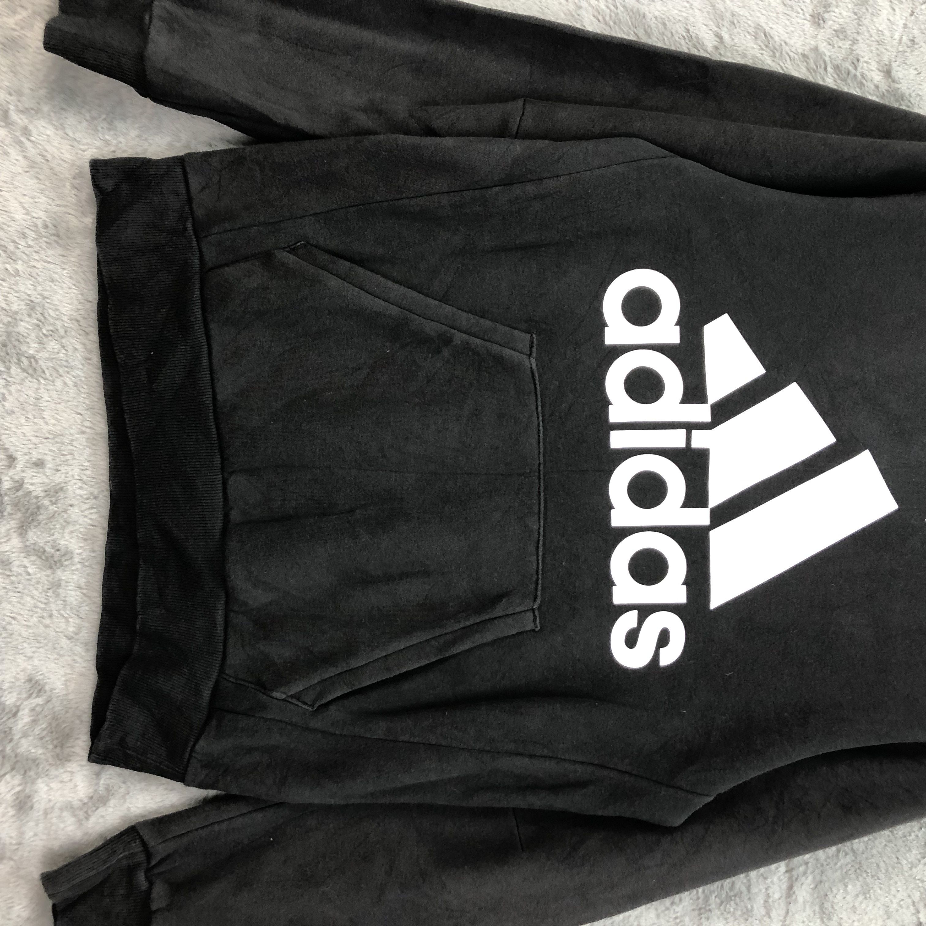 Adidas 90's Adidas Big Logo Pullover Black Hoodies #4935-30 Size US M / EU 48-50 / 2 - 4 Thumbnail