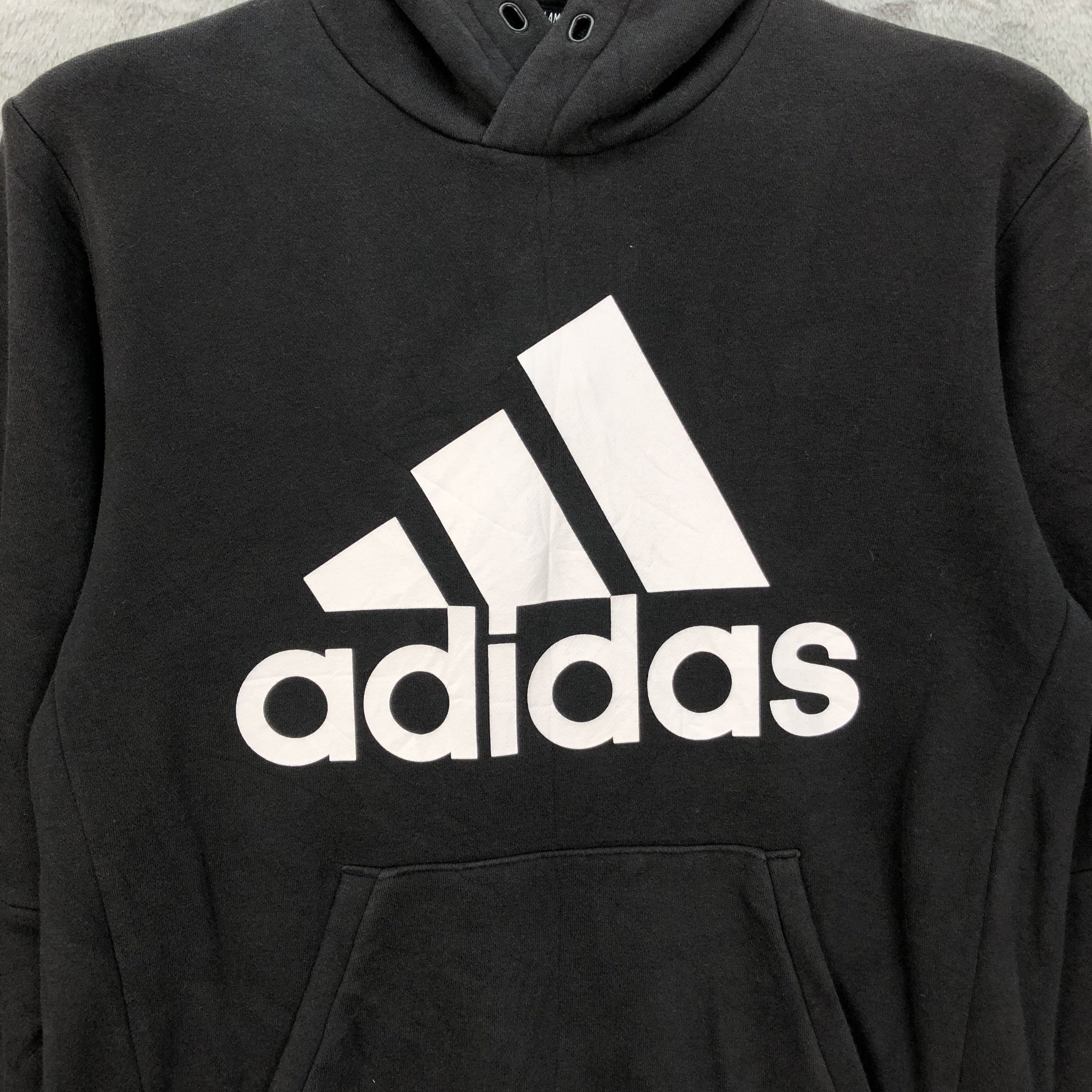 Adidas 90's Adidas Big Logo Pullover Black Hoodies #4935-30 Size US M / EU 48-50 / 2 - 3 Thumbnail