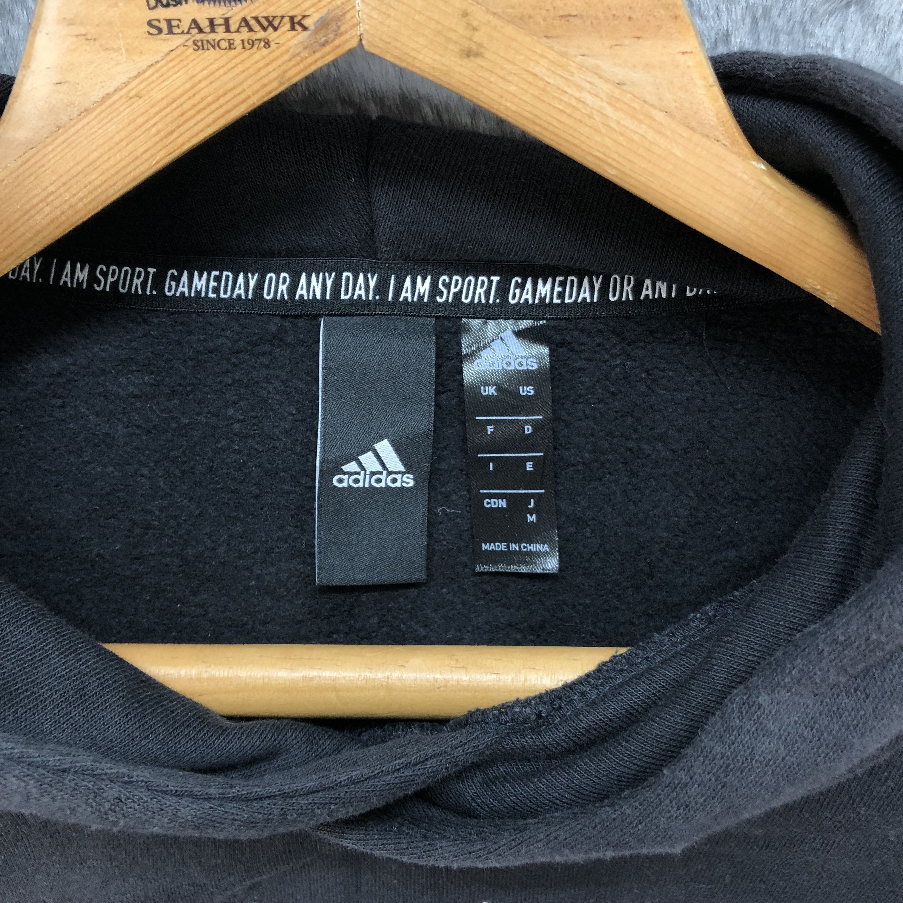 Adidas 90's Adidas Big Logo Pullover Black Hoodies #4935-30 Size US M / EU 48-50 / 2 - 7 Thumbnail