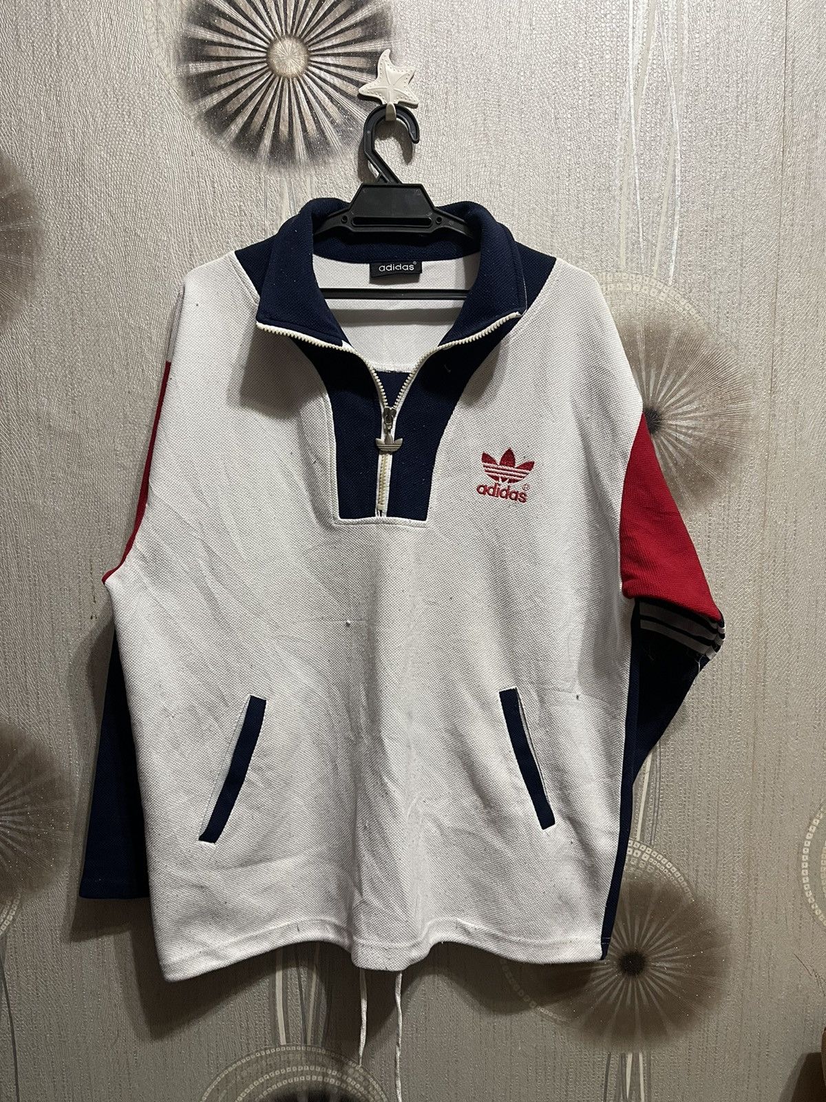 Vintage Adidas color block big logo sweater