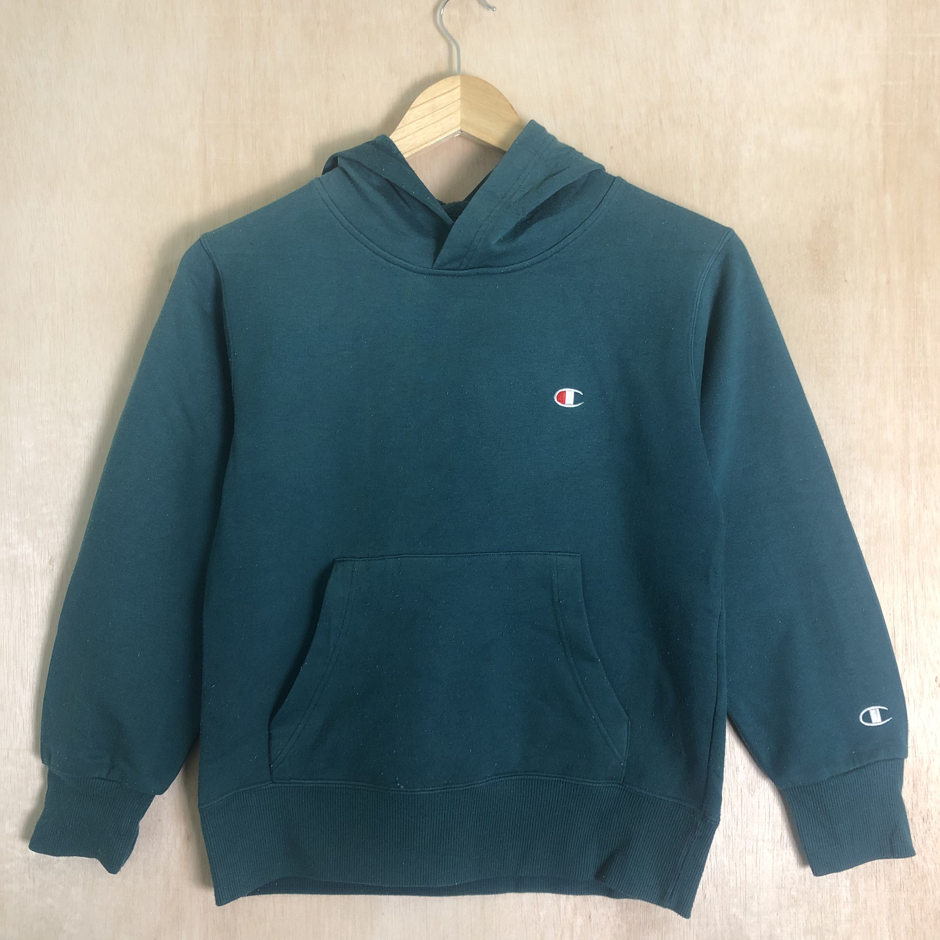 Vtg Champion Green Small Logo Hoodies
