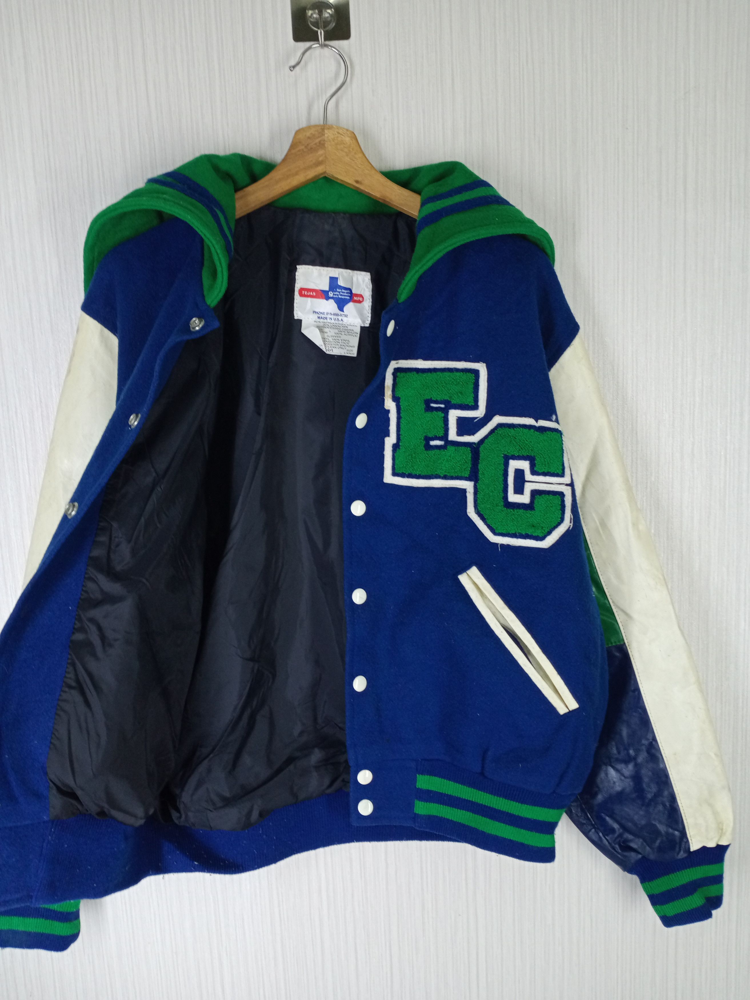 Vintage Rare Vintage 90s Tejas Mfg Letterman Varsity Jacket Size US L / EU 52-54 / 3 - 3 Thumbnail