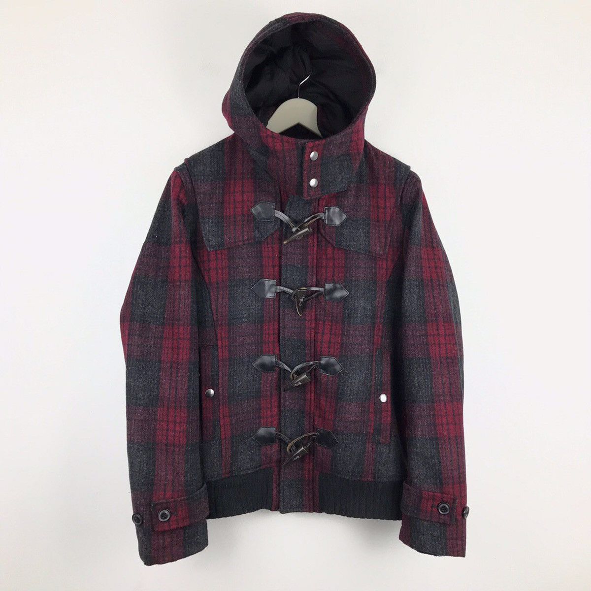 ✂️mx99✂️checked men's bigi wool hoodie jacket