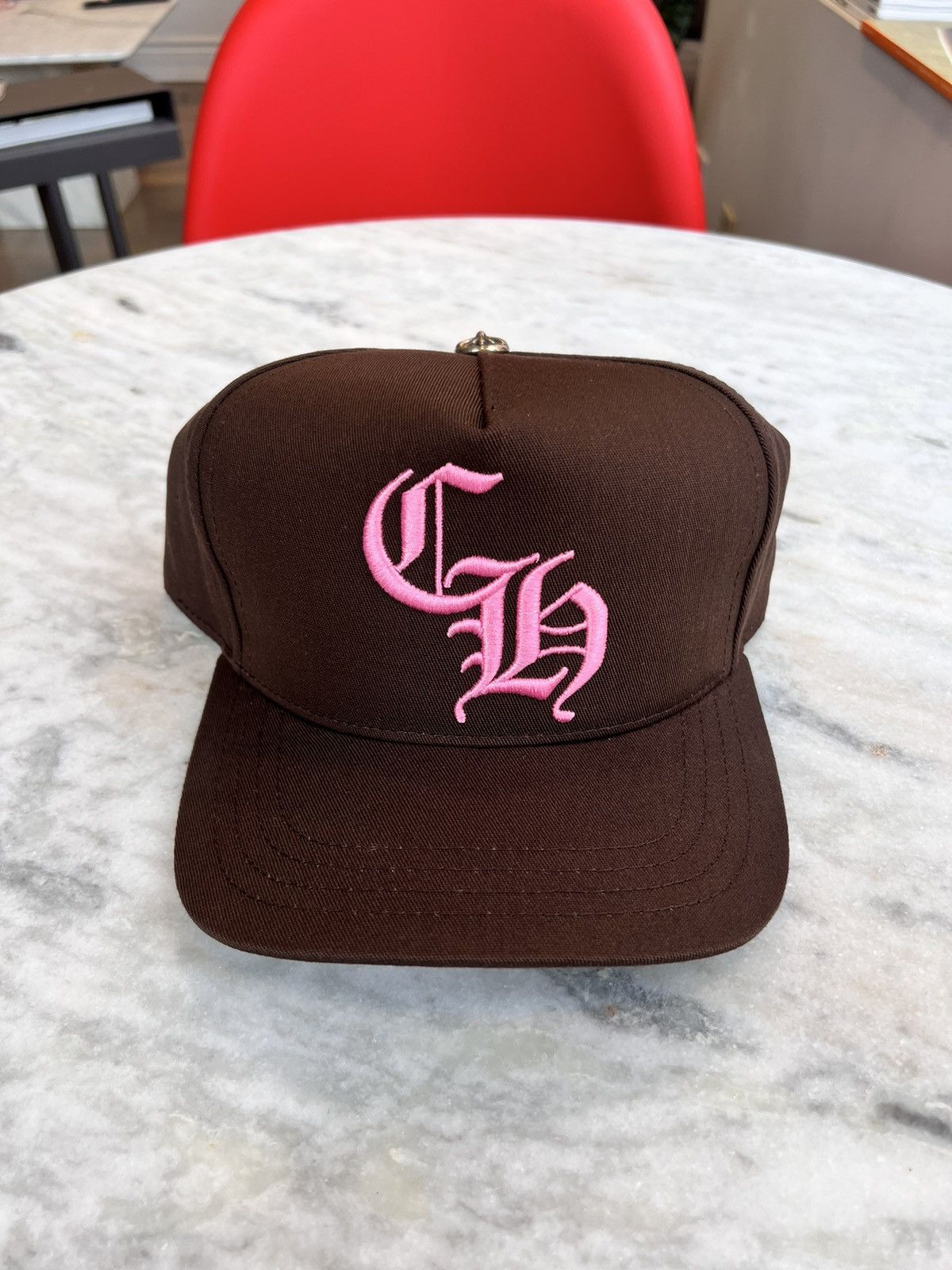 Casquette Chrome Hearts 5 Panneaux - Bouton Argenté - Rouge Et Jaune - Taille Unique