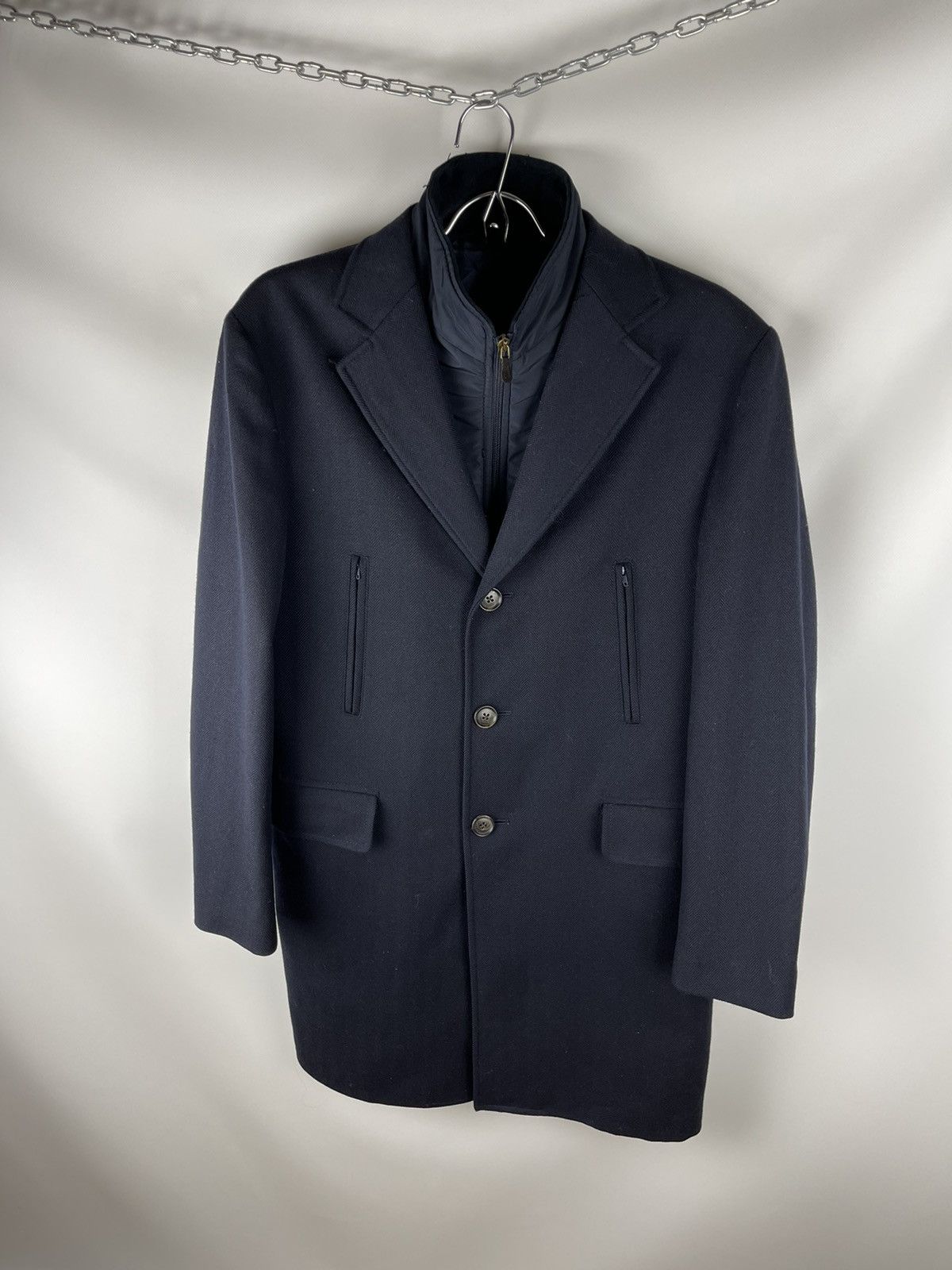 Luigi Bianchi Luigi Bianchi Mantova navy pattern wool coat with lining Size US M / EU 48-50 / 2 - 3 Thumbnail