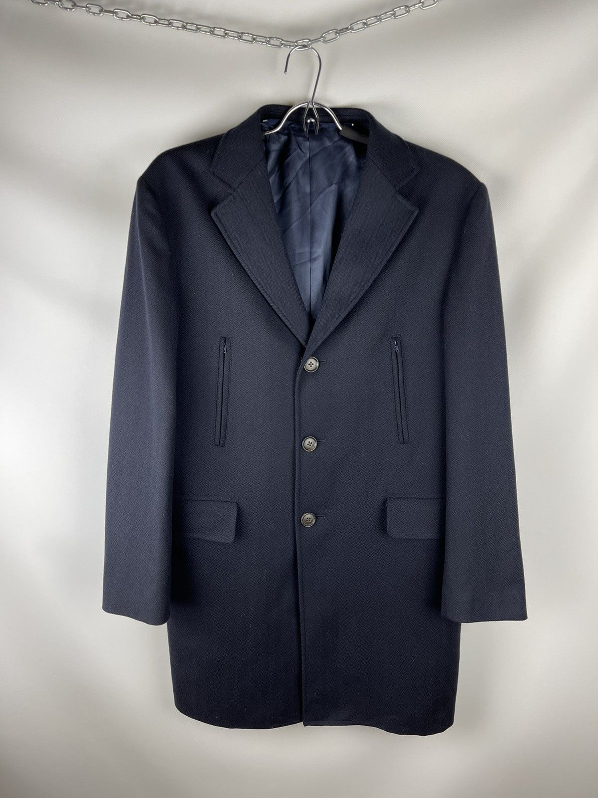 Luigi Bianchi Luigi Bianchi Mantova navy pattern wool coat with lining Size US M / EU 48-50 / 2 - 1 Thumbnail