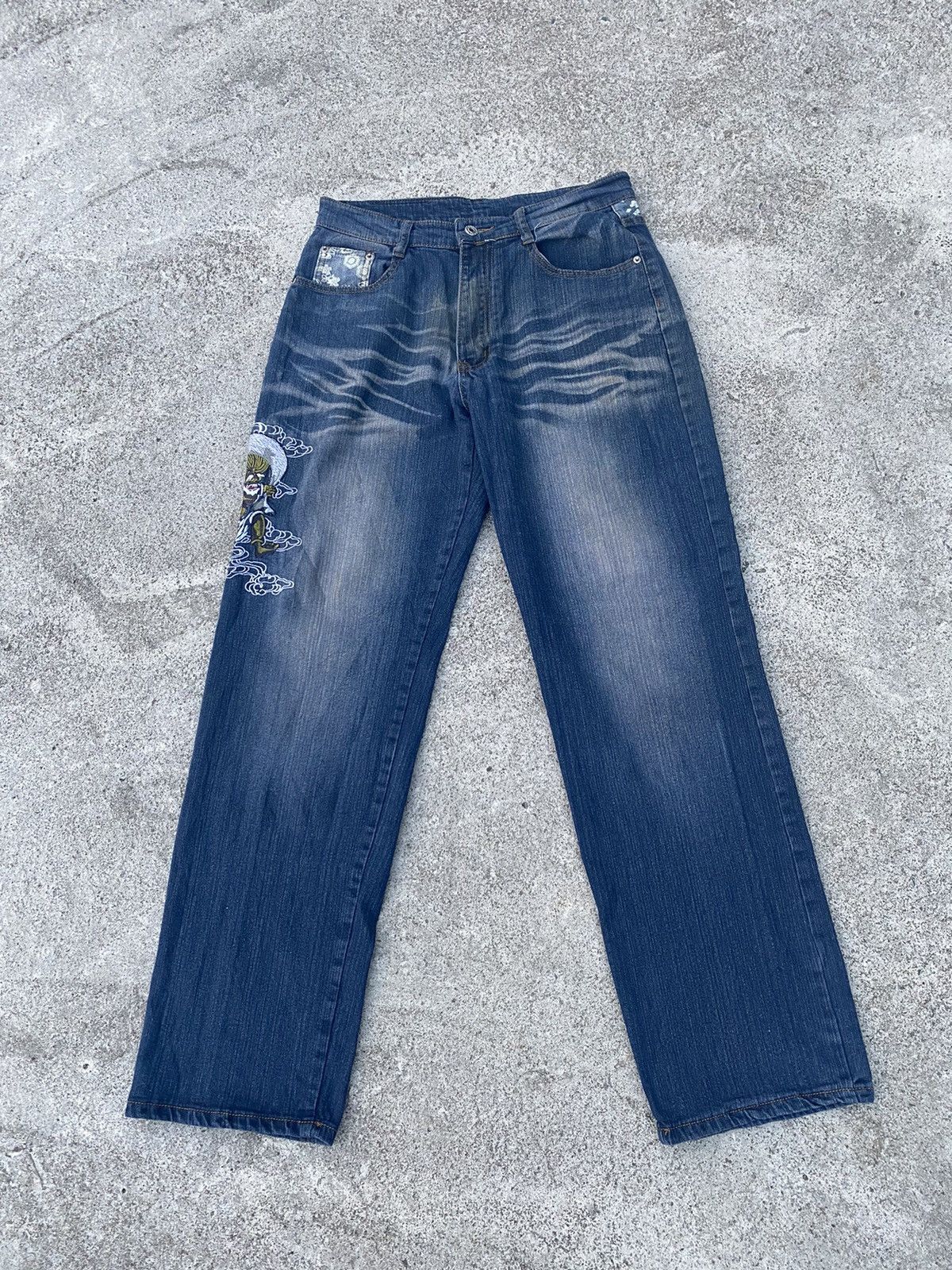 💸BINDINGOFFER💸Infinity Satan Japan Sakura Embordierd Jeans