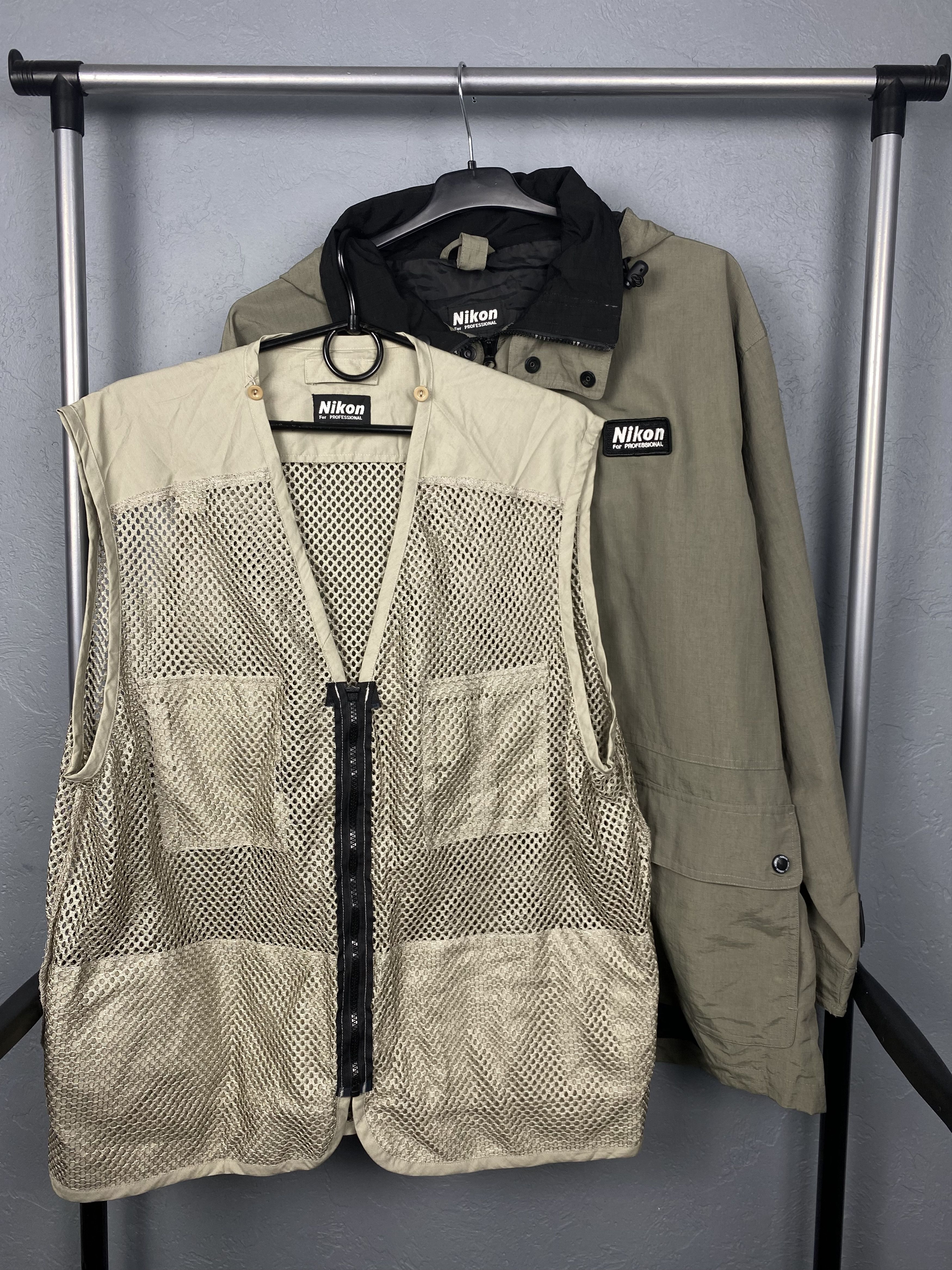 image of Nikon Professional 90's Vintage Jacket With Mesh Vest in Grey, Men's (Size Large)